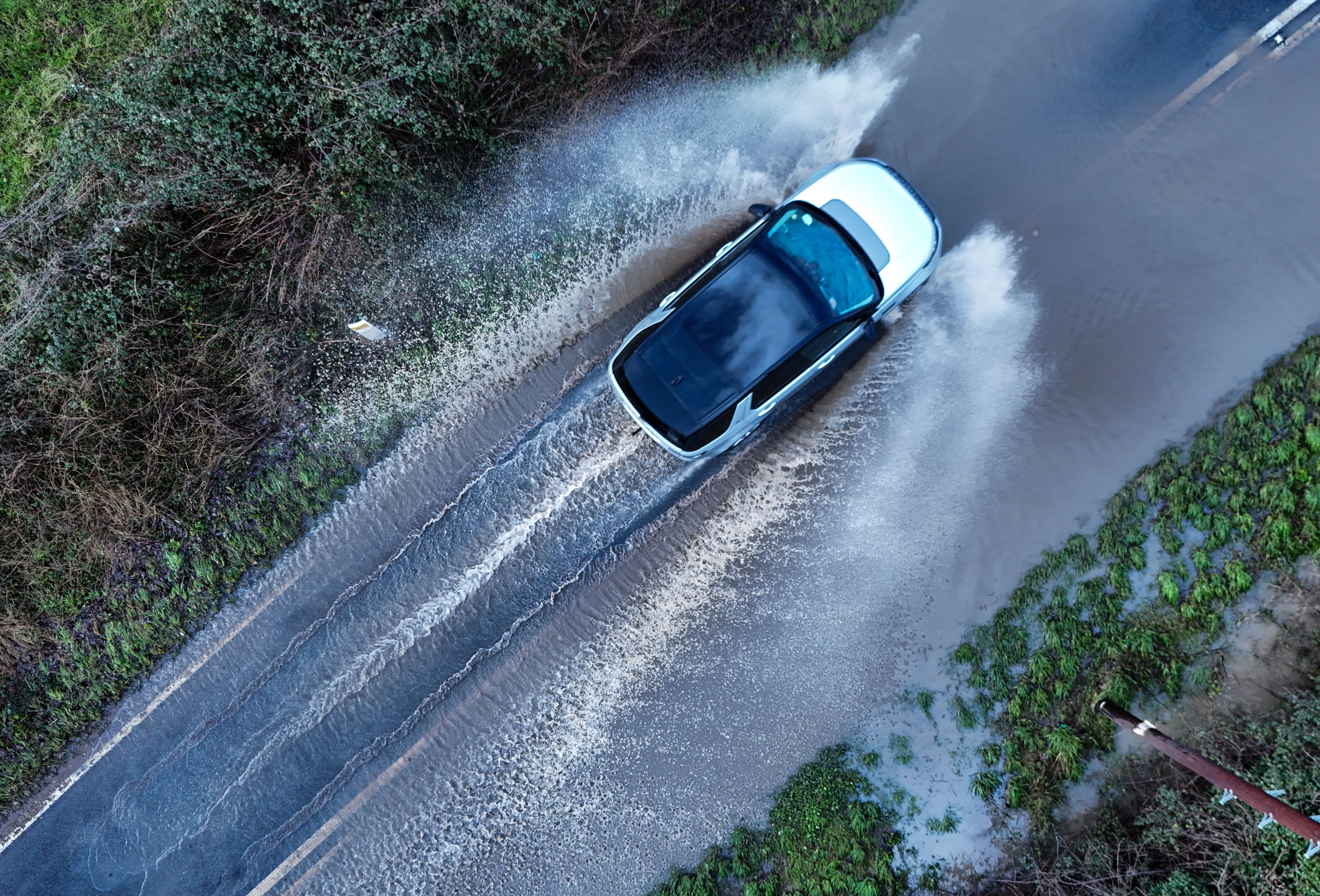 Floodwater near Eckington in Worcestershire on Monday