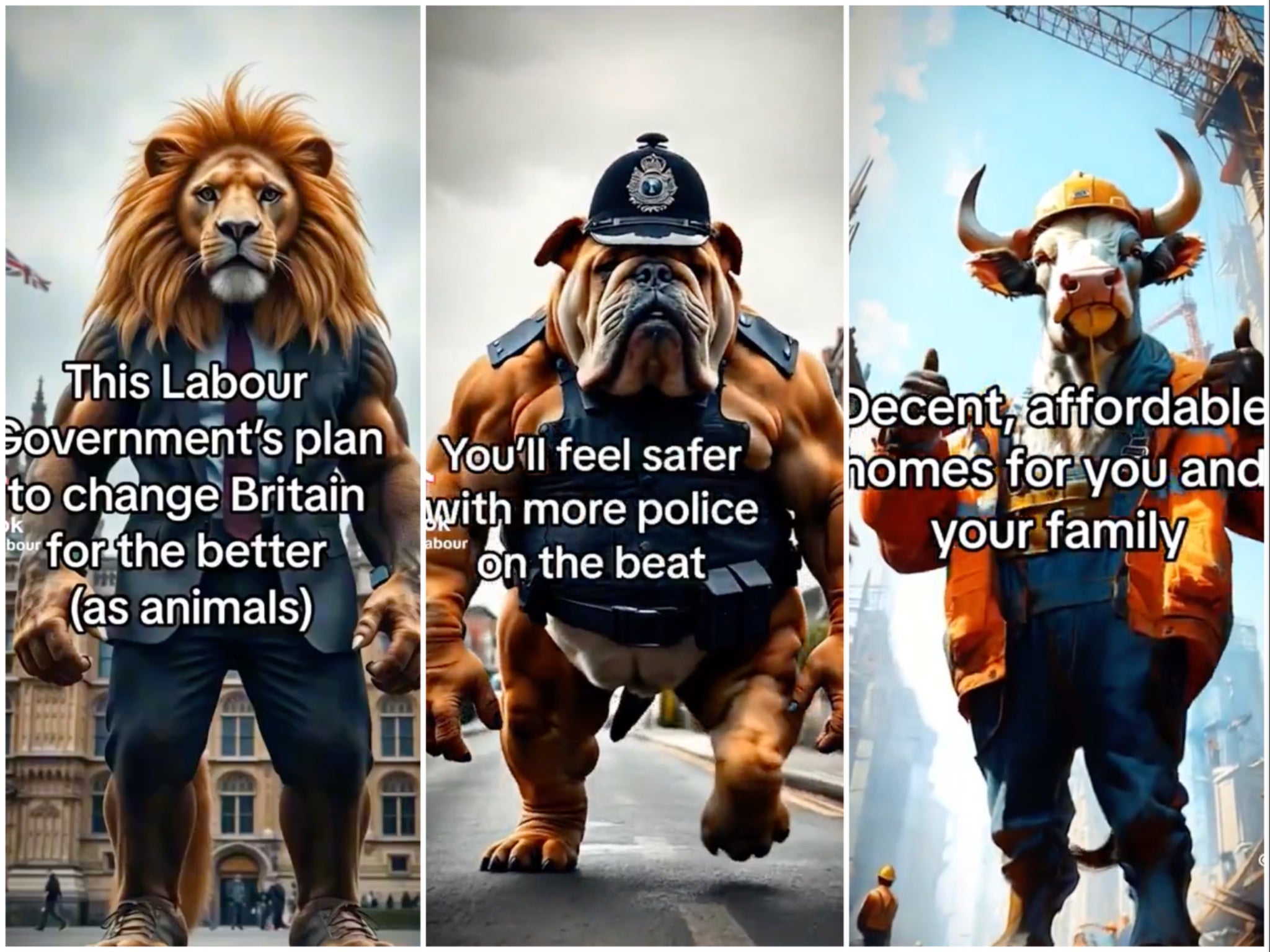 The video displayed AI-generated animals promoting its NHS and police reforms and featured an explicit Portuguese song