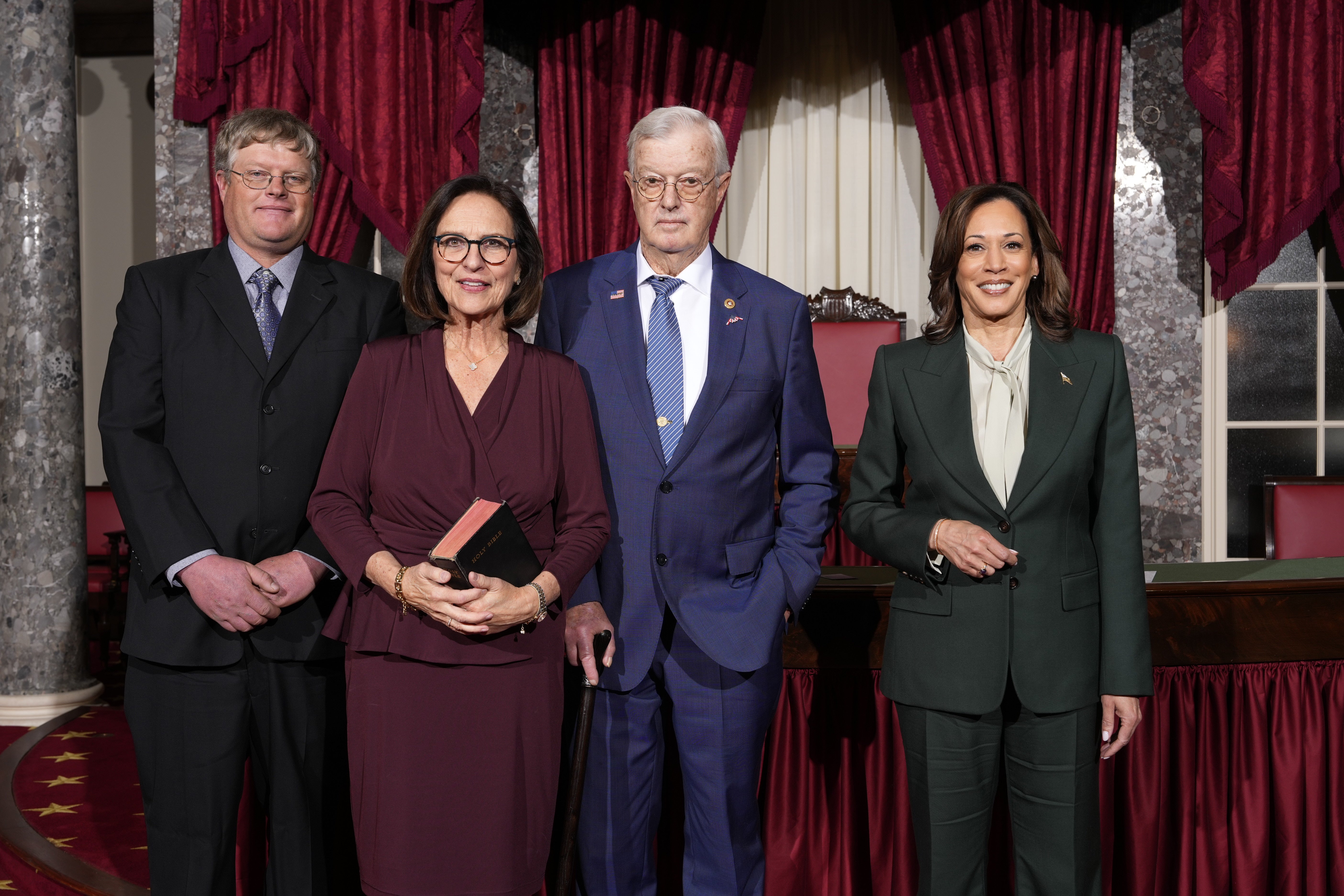 Members of the right are defending the Nebraska senator after his snub of Kamala Harris’s handshake went viral. Here and awkward picture shared by Republican Senator Deb Fischer after the moment