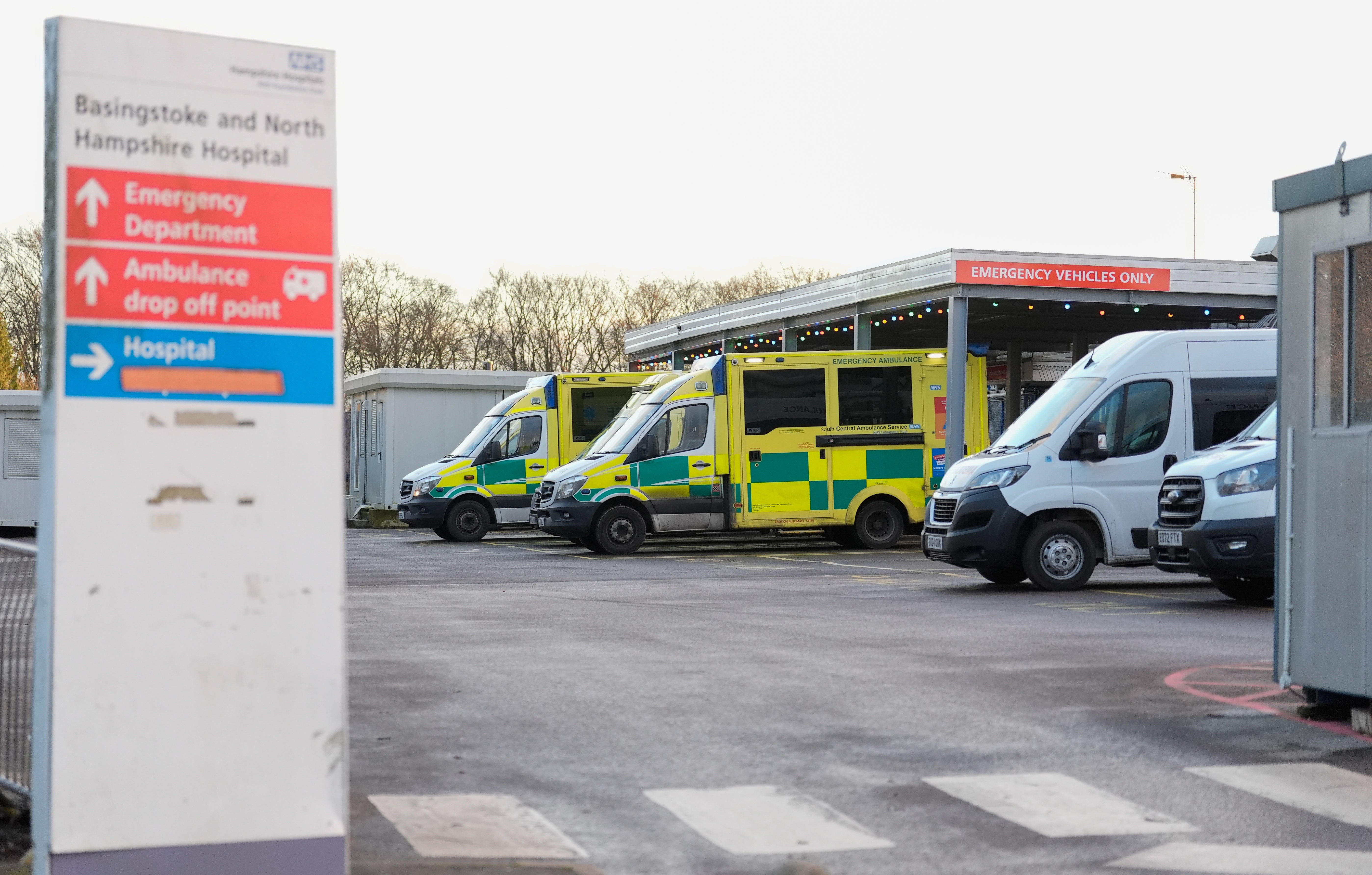 Ambulances outside the Basingstoke hospital where Hampshire Hospitals NHS Foundation Trust has declared a critical incident