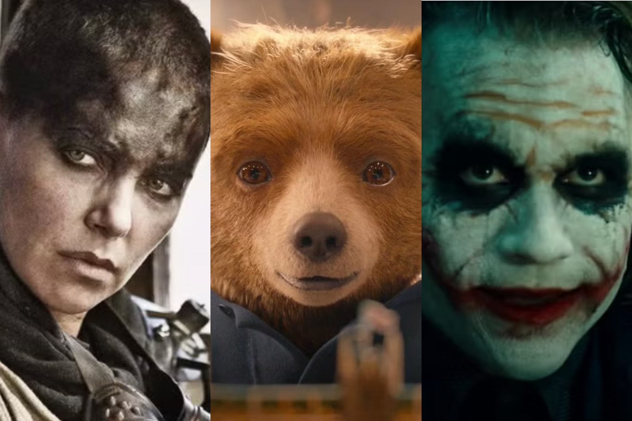 Charlize Theron in ‘Mad Max: Fury Road’, Paddington in ‘Paddington 2’ and Heath Ledger in ‘The Dark Knight'
