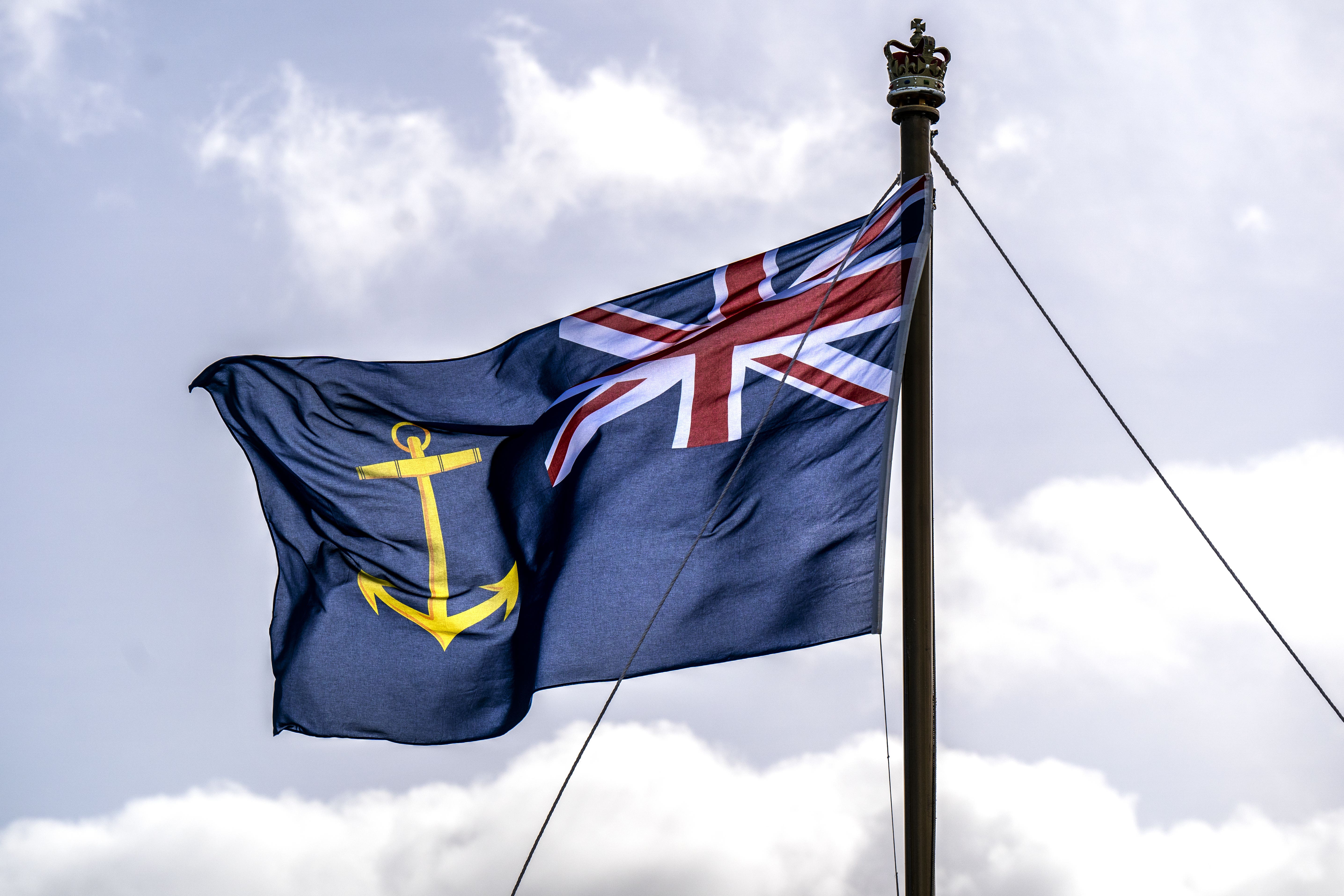 The ship’s ensign during the Service of Dedication for a Royal Fleet Auxiliary ship (Jane Barlow/PA)