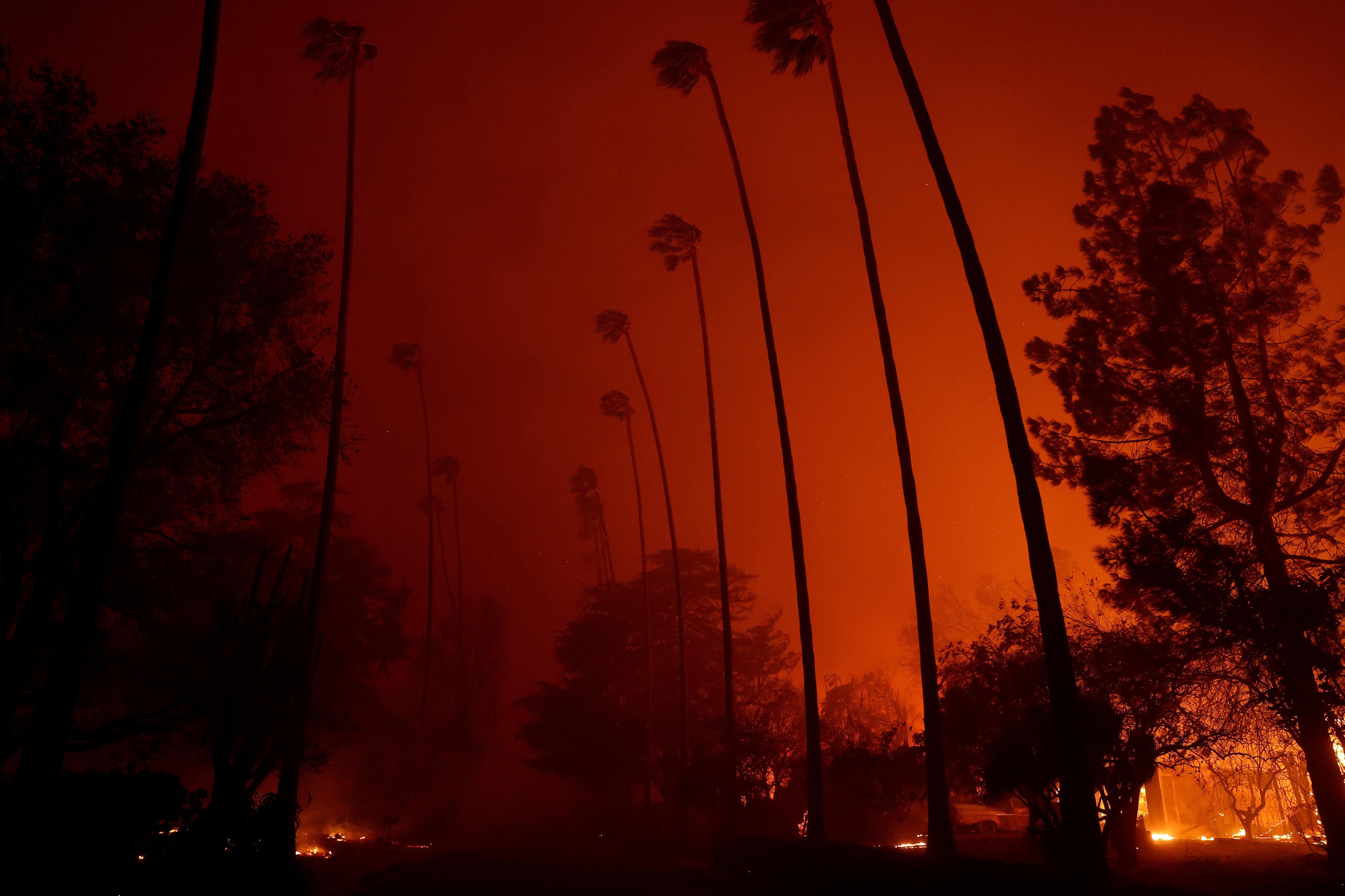 Three powerful infernos are rapidly spreading across Southern California as more than 30,000 residents are being evacuated