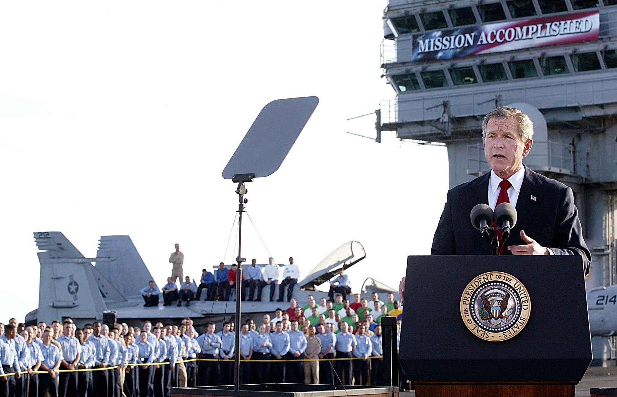 The USS Lincoln is the carrier on which former President George W. Bush delivered his now-infamous “Mission Accomplished” speech in 2003