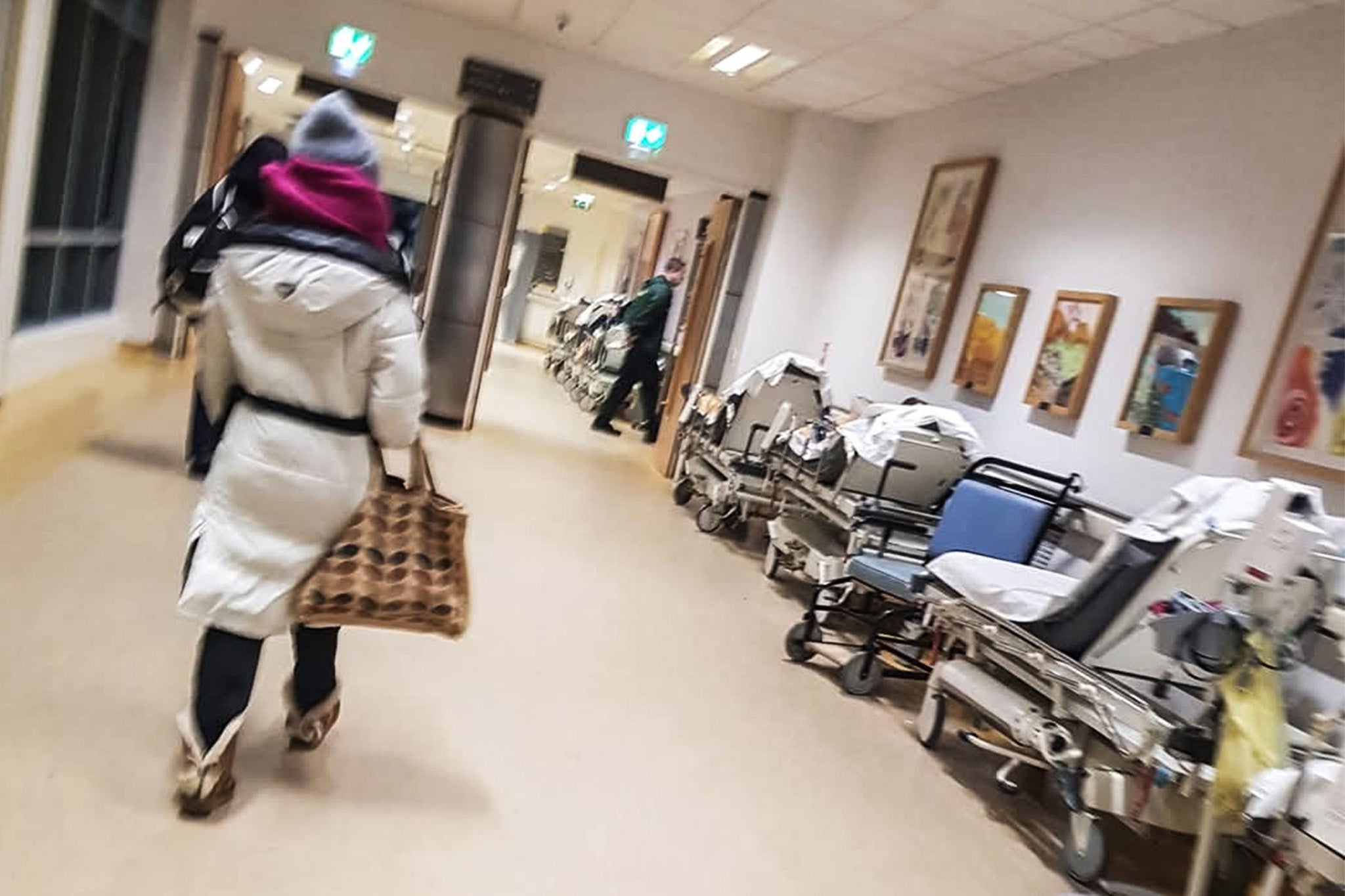 Patients waiting for treatment in the corridor of Royal Blackburn Hospital’s A&E department.