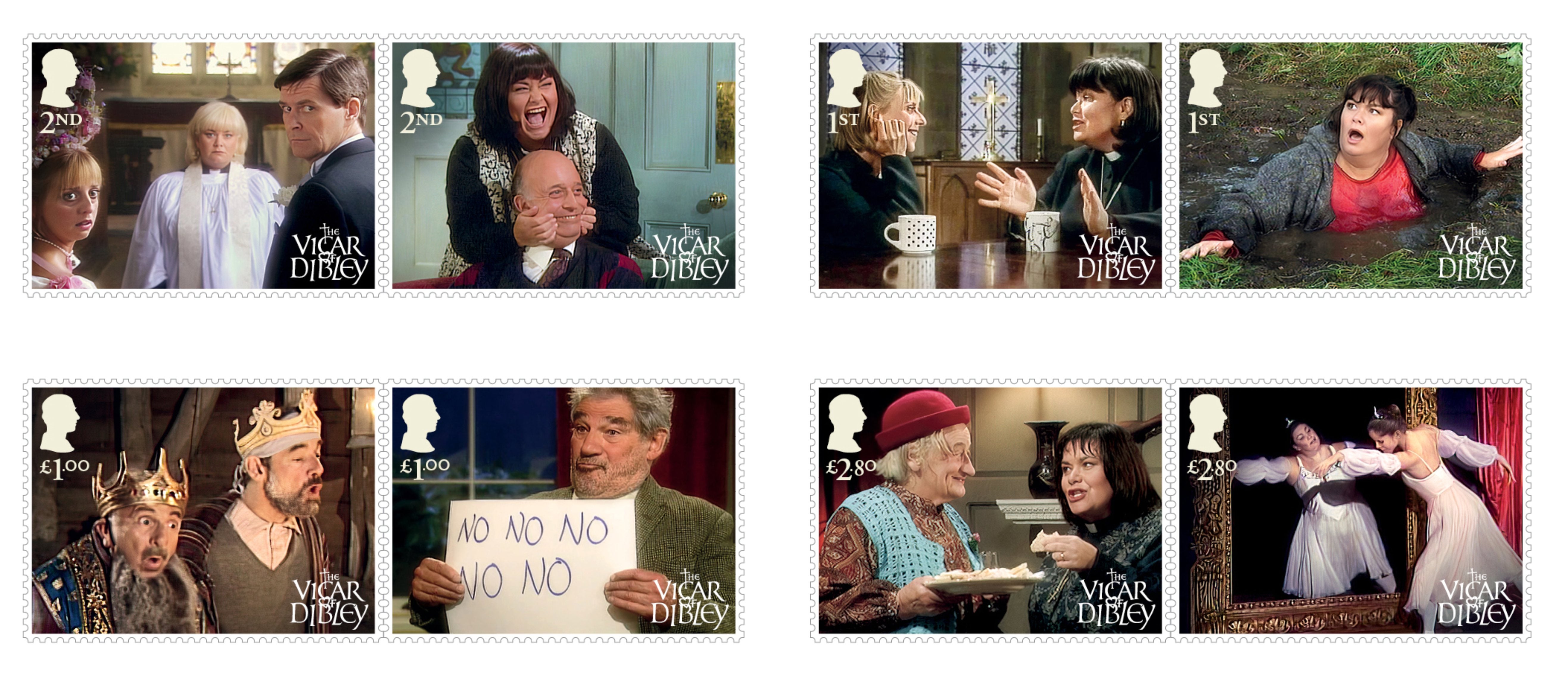 Eight stamps of the Vicar of Dibley (Royal Mail/PA)