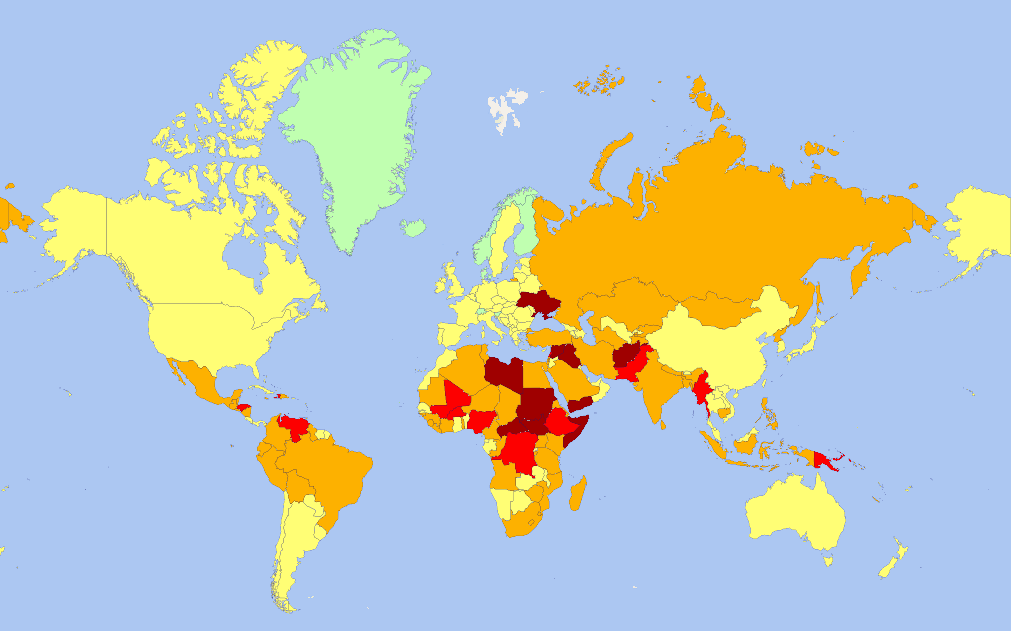 The travel risk map for 2025