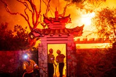 Los Angeles wildfires live: Hollywood landmark threatened as deadly blaze spreads