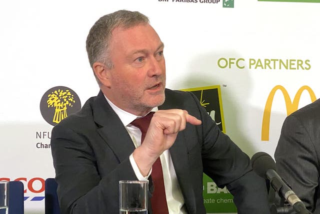 Environment Secretary Steve Reed speaking during a press conference at Oxford Farming Conference at The Examination Schools in Oxford (Rebecca Speare-Cole/PA)