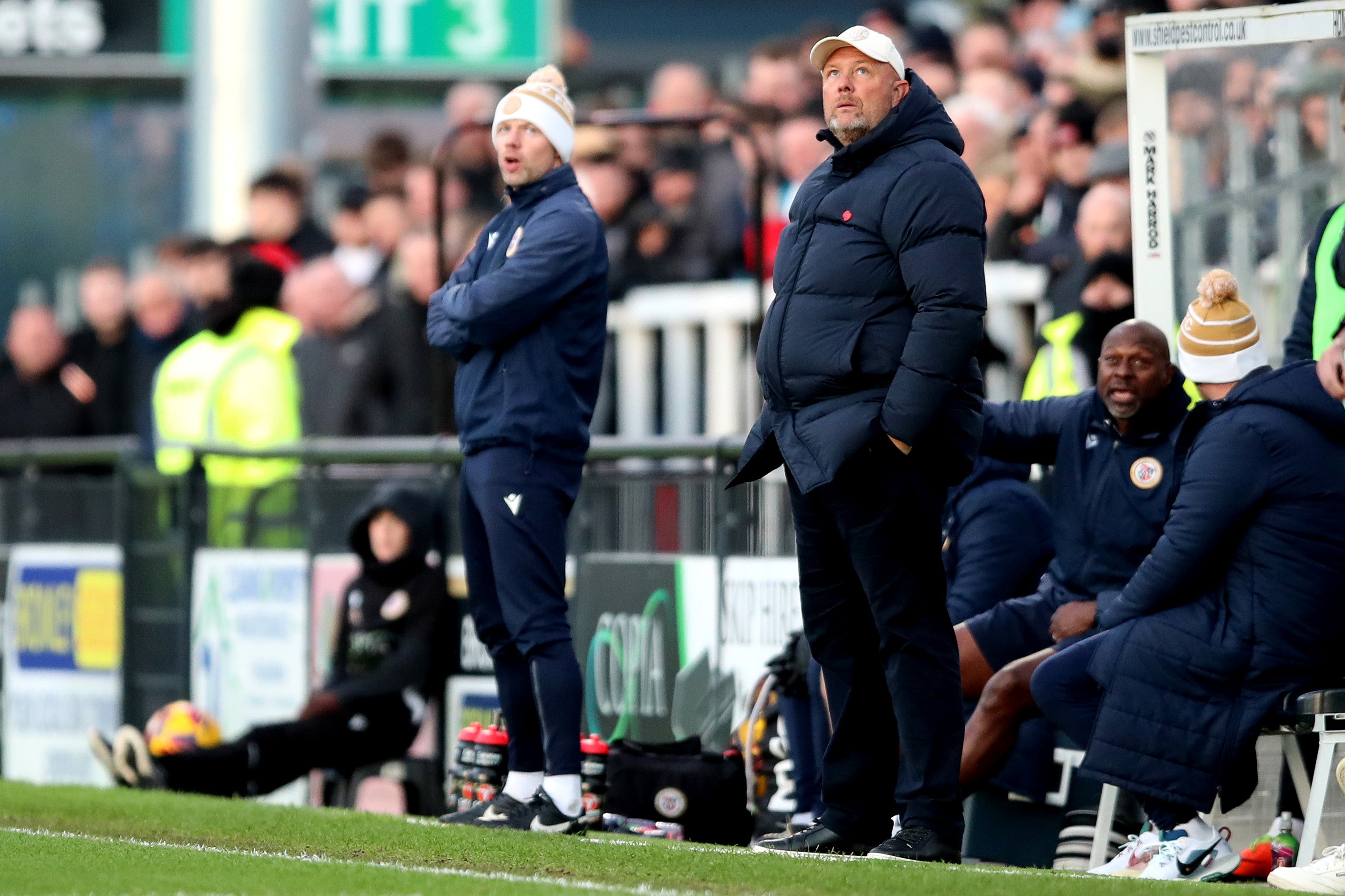 Bromley manager Andy Woodman, right, with assistant Alan Dunne