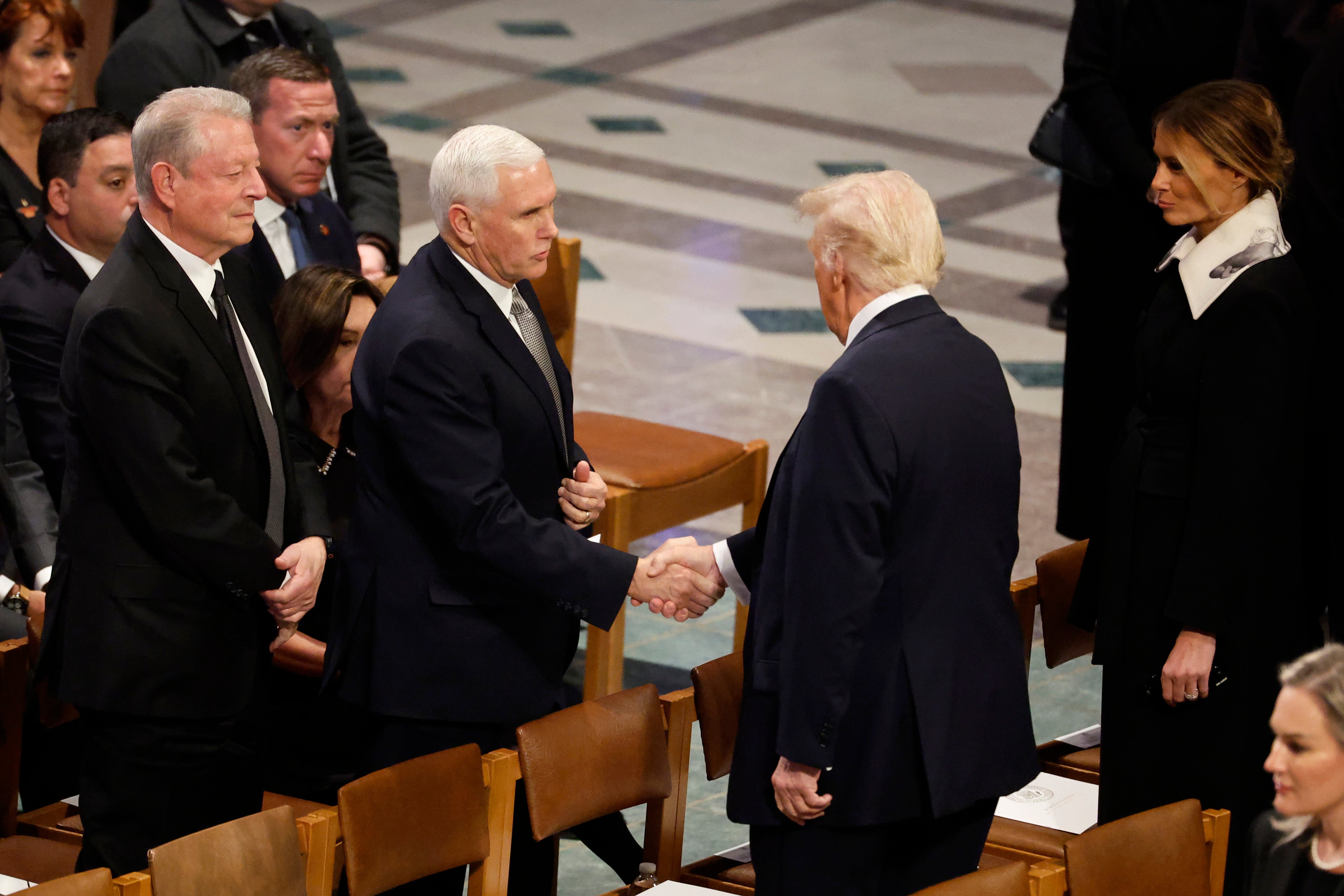 One of the more awkward moments of the day was a brief exchange between Donald Trump and Mike Pence, given some of the president-elect’s supporters called for his former VP’s hanging as they stormed the Capitol on January 6, 2021.