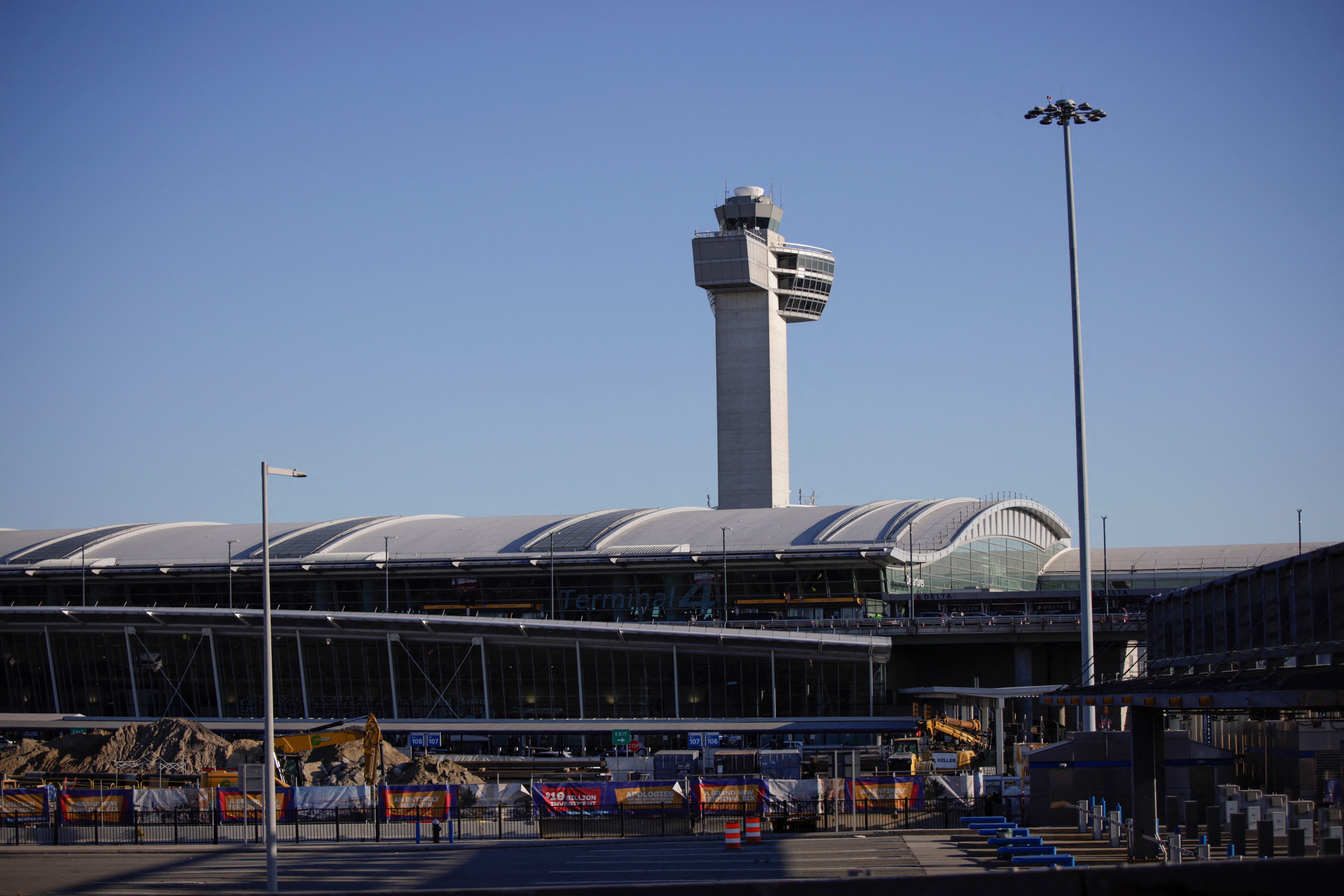 Robert Solesky was flying from JFK International Airport (above) to Tokyo when he allegedly caused an in-flight disturbance