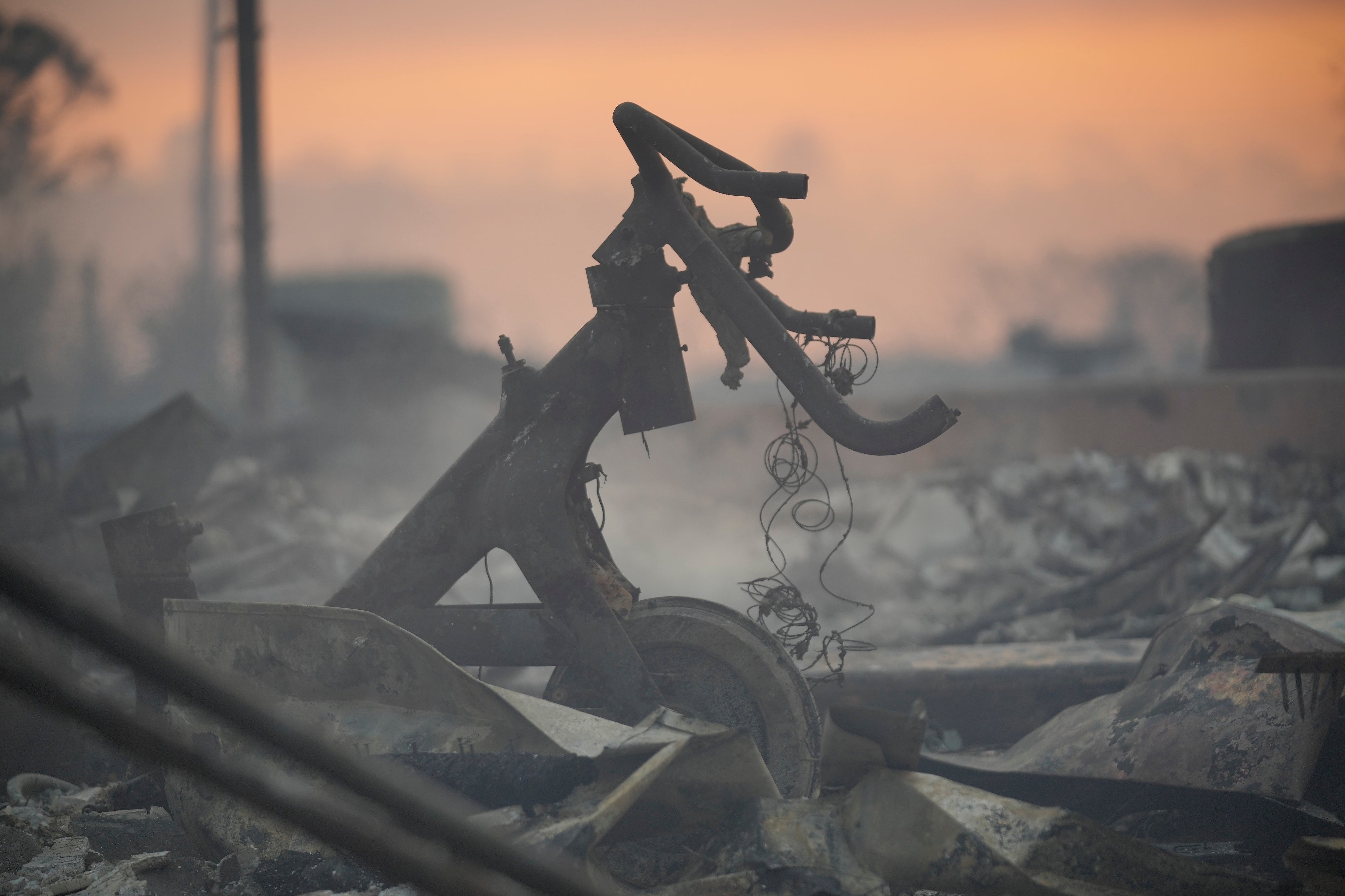 Debris covers the ground after the Palisades Fire in the Pacific Palisades neighborhood of Los Angeles, California, on Thursday. Much of the debris could be toxic, officials warned