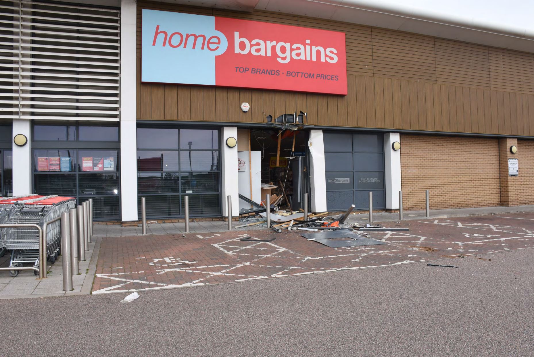 The forklift was used to rip a cash point off the wall of a Home Bargains shop in Harwich, Essex (Essex Police/PA)