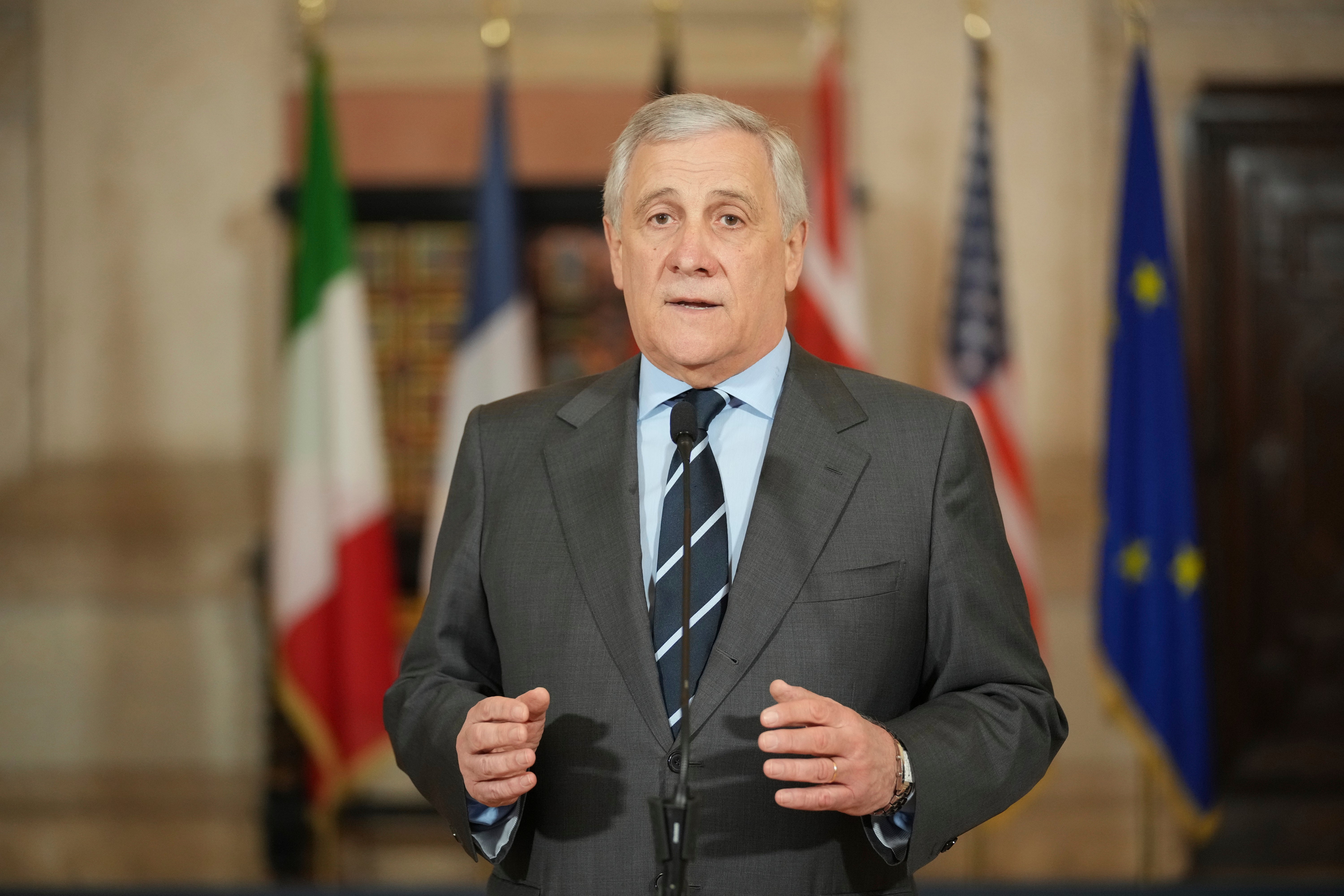 Italian foreign minister Antonio Tajani (pictured) said Russia-linked cyberattacks had been foiled