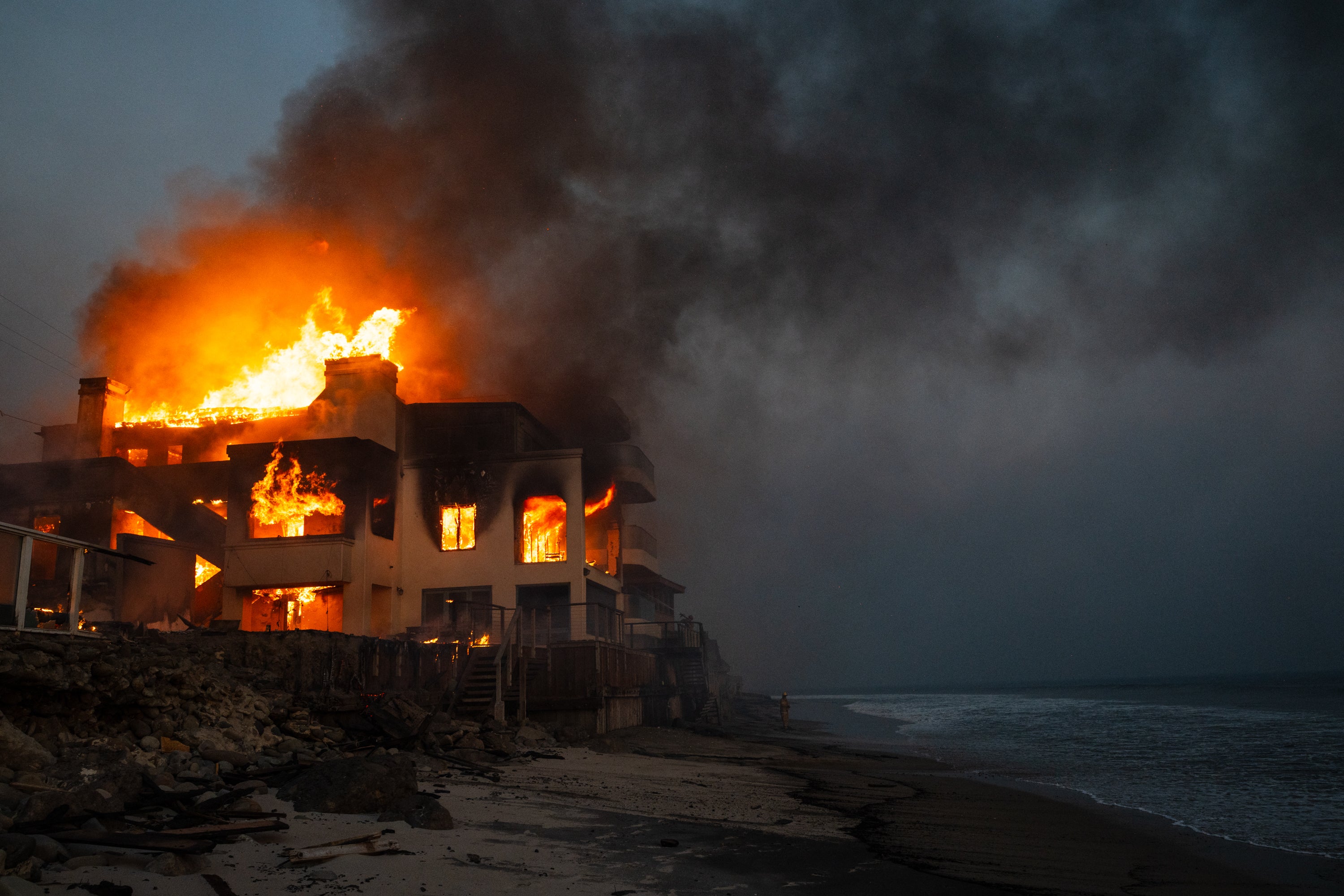 The smoke plume from the Pacific Palisades fire extended hundreds of miles out into the Pacific Ocean