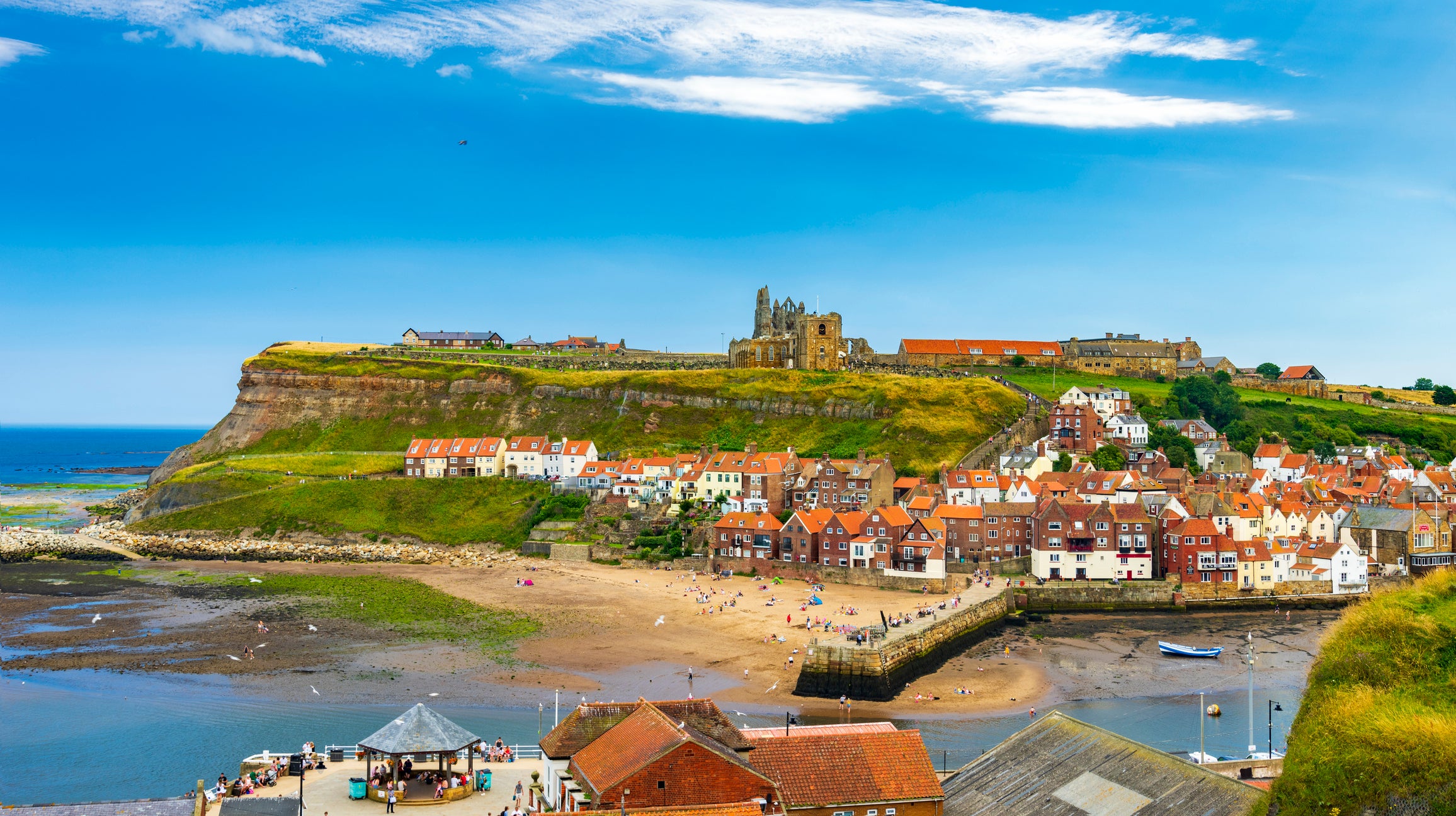 The bodies of a man and a woman have been found on rocks below cliffs at Whitby