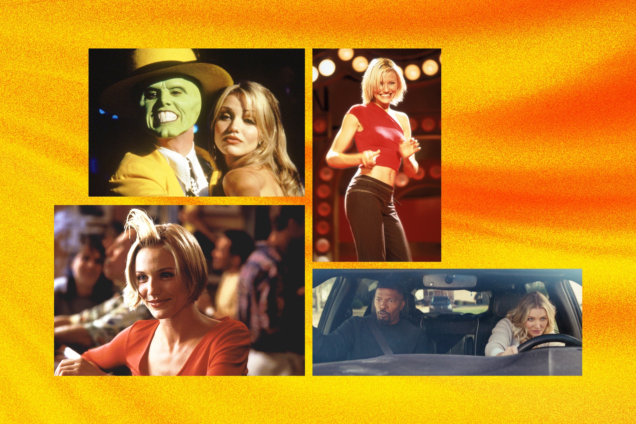 Innate glow: Cameron Diaz (clockwise from top right) in ‘Charlie’s Angels’, ‘Back in Action’, ‘There’s Something About Mary’ and ‘The Mask’