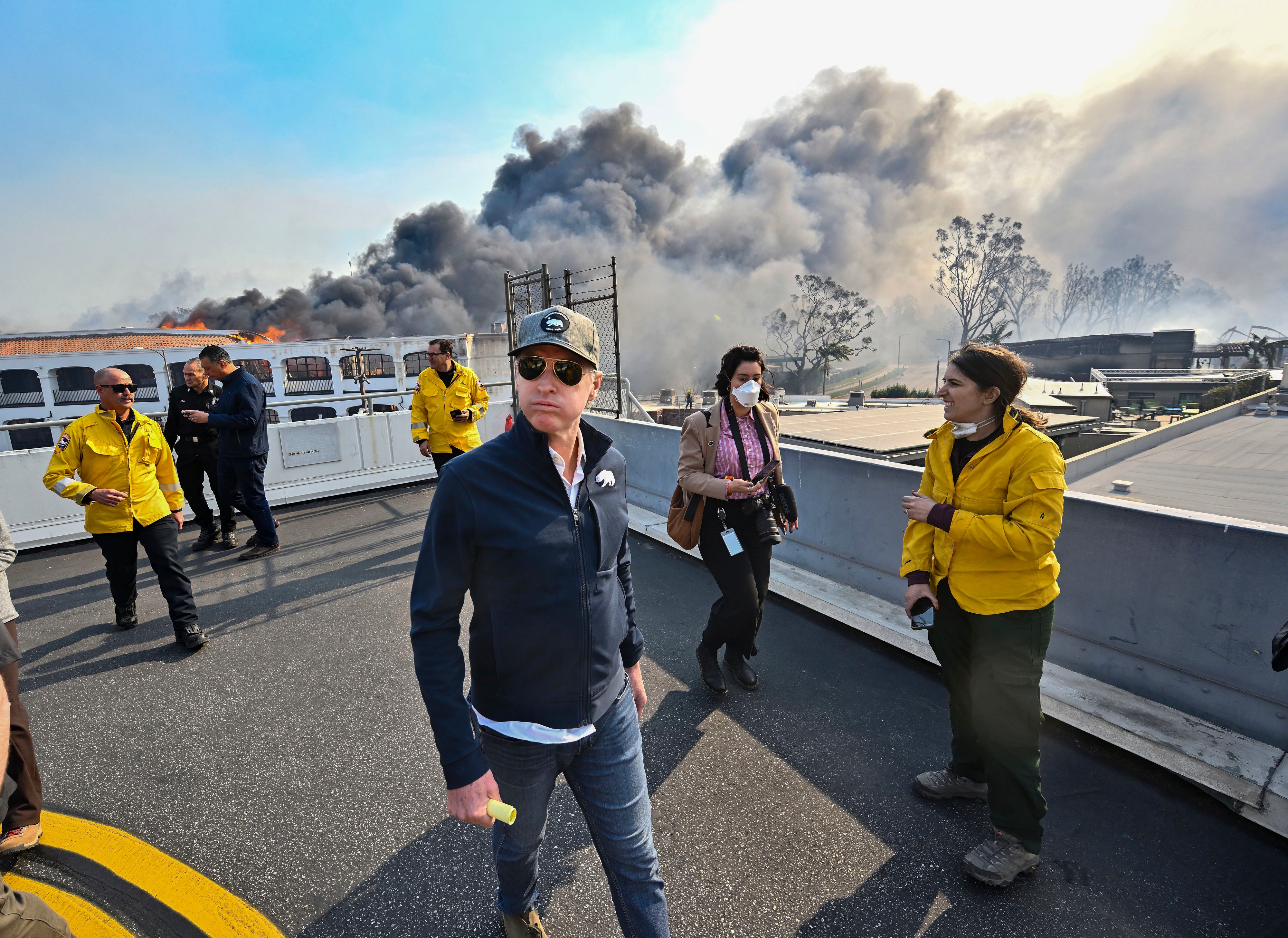 Newsom surveys damage from the Palisades fire on January 8