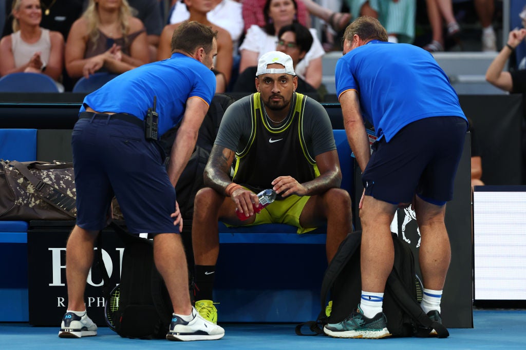 Kyrgios received medical treatment during the defeat