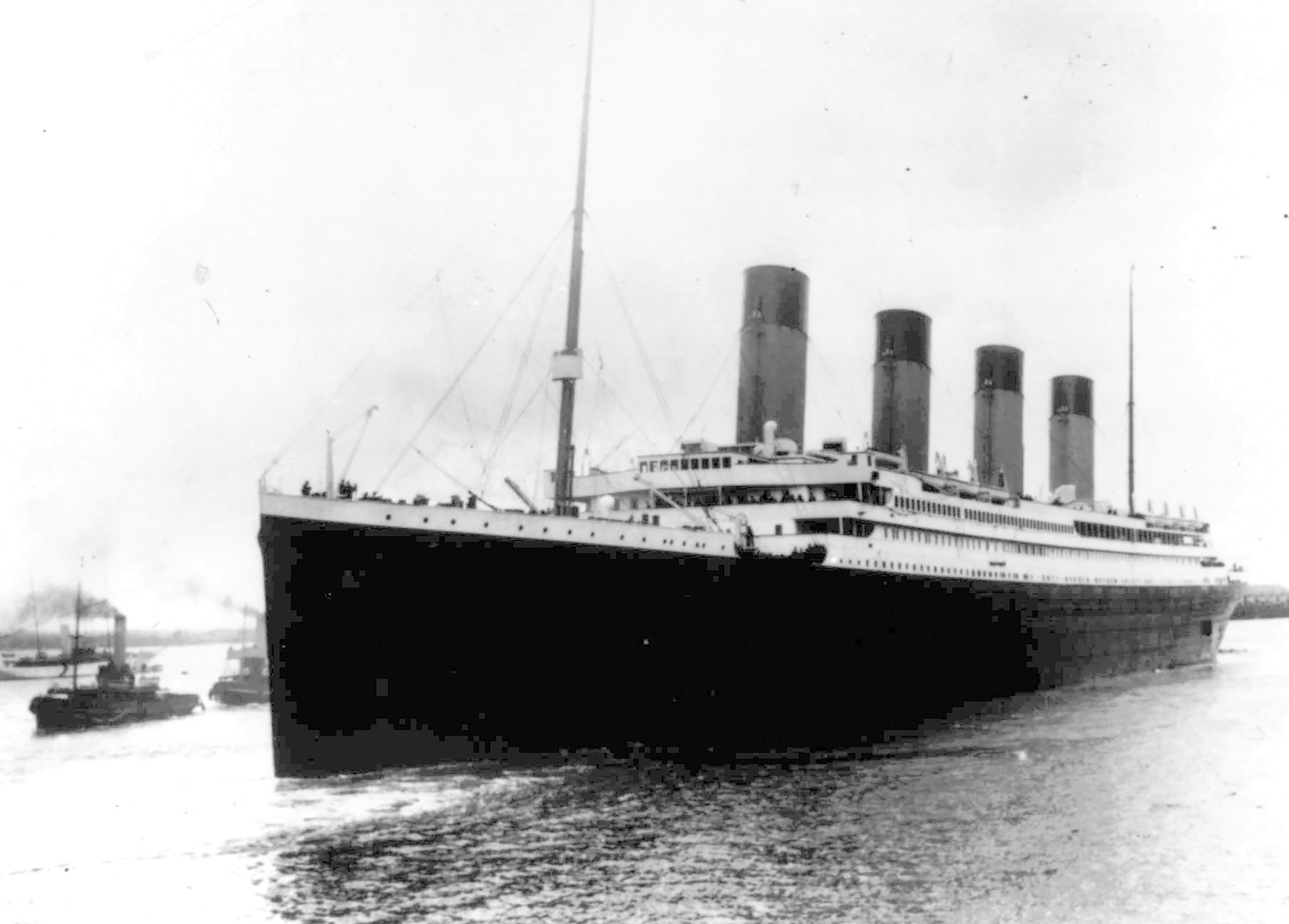 The Titanic leaves Southampton on her maiden voyage in 1912