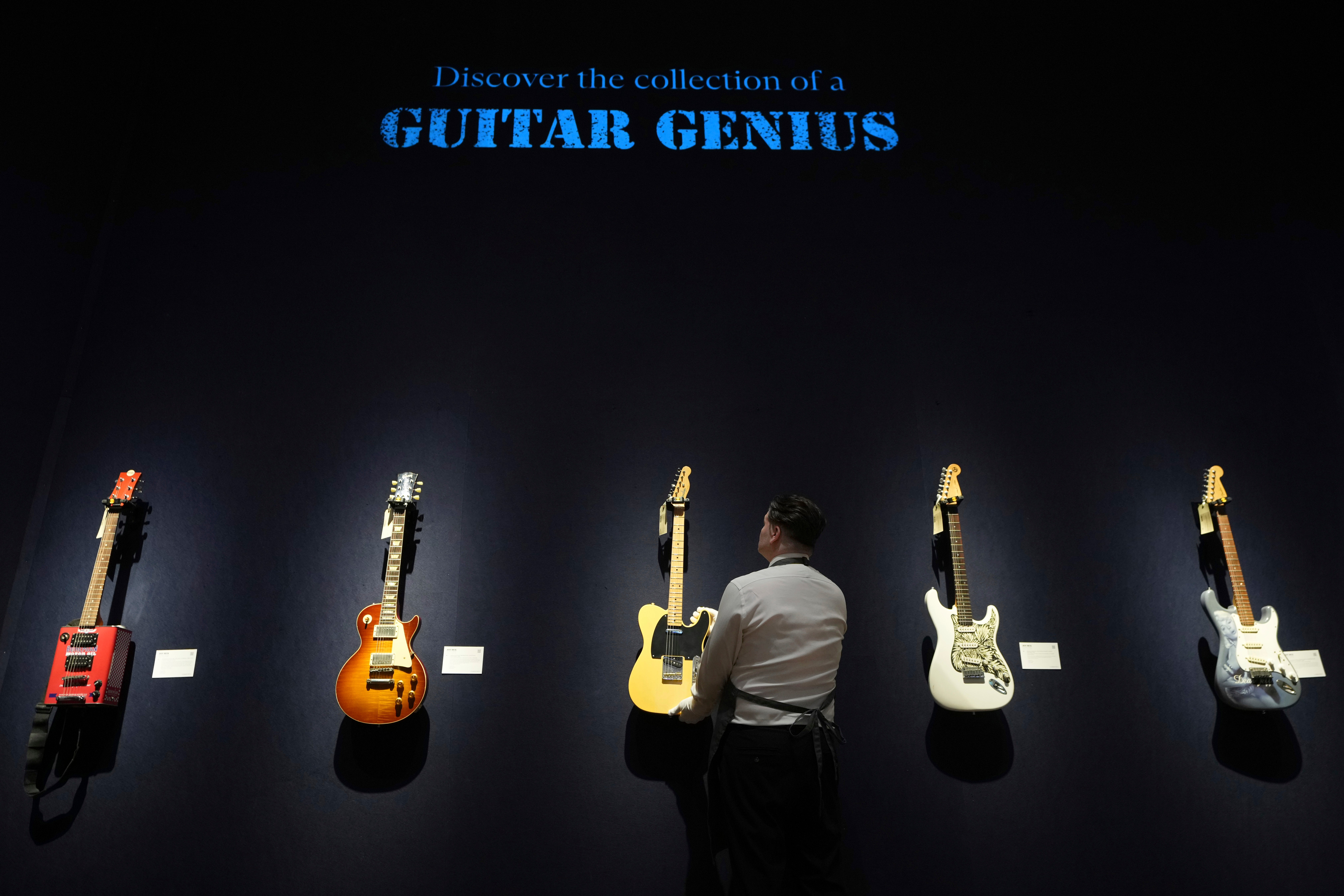 APTOPIX Britain Jeff Beck Guitar Auction