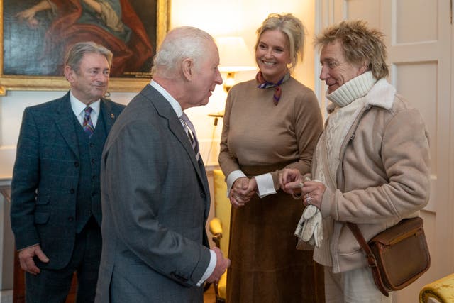 <p>The King was joined by Sir Rod Stewart and his wife Penny Lancaster to celebrate the 35th anniversary of his charity</p>