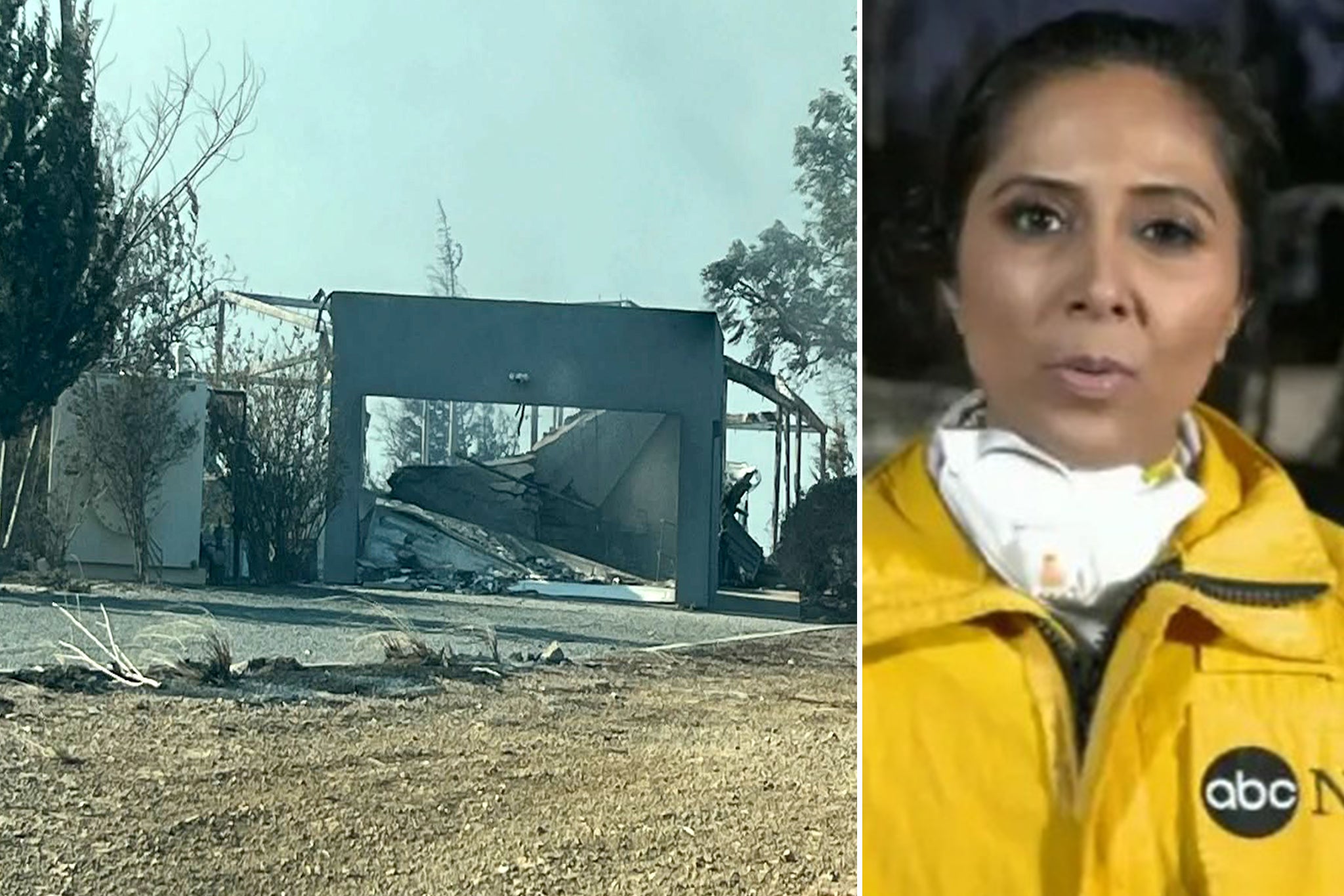 ABC reporter Zohreen Shah (right) discusses her burned ‘dream home,’ which she lived in for just one day before the wildfires scorched it