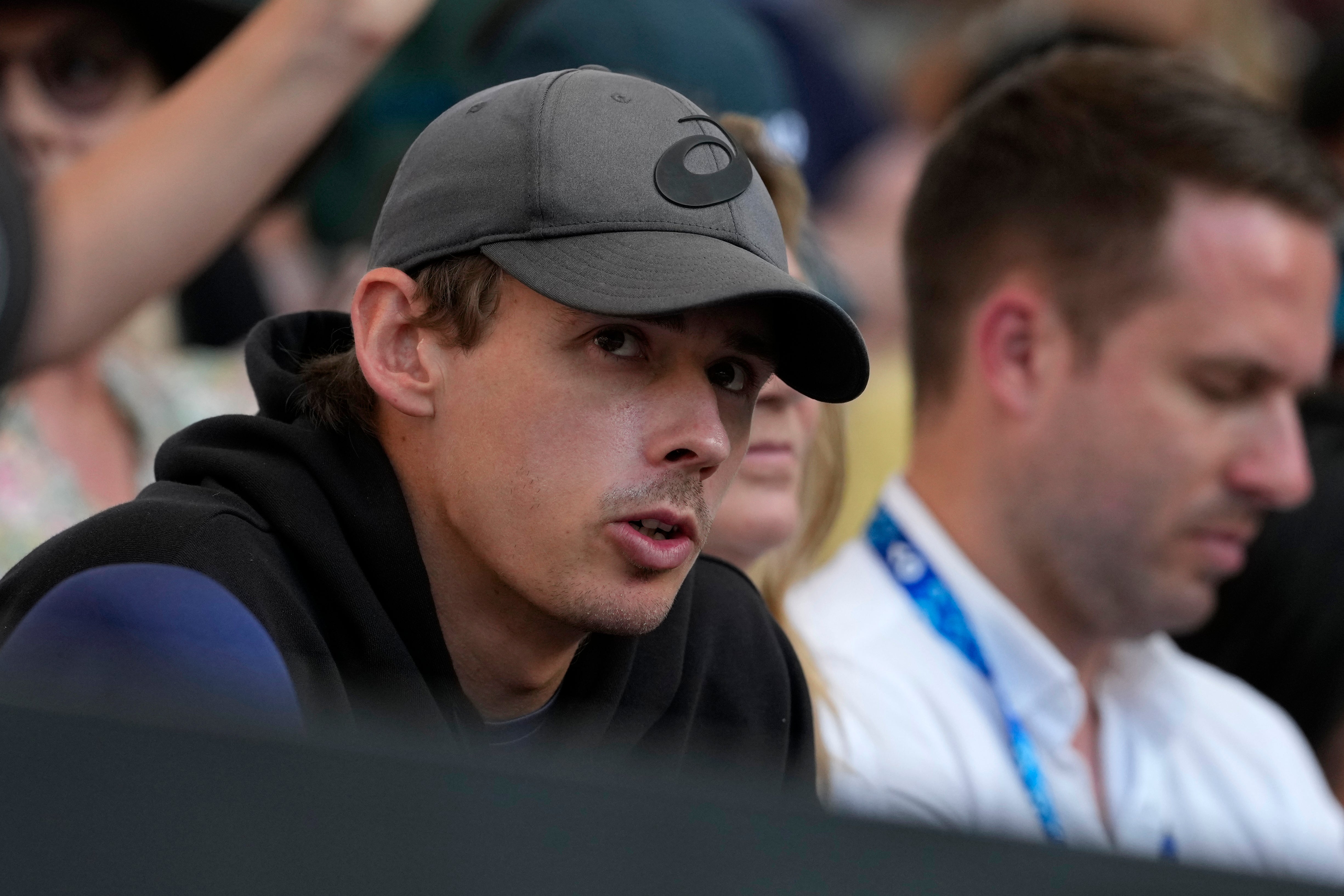 Alex De Minaur, pictured, watched his fiancee Katie Boulter (Manish Swarup/AP)