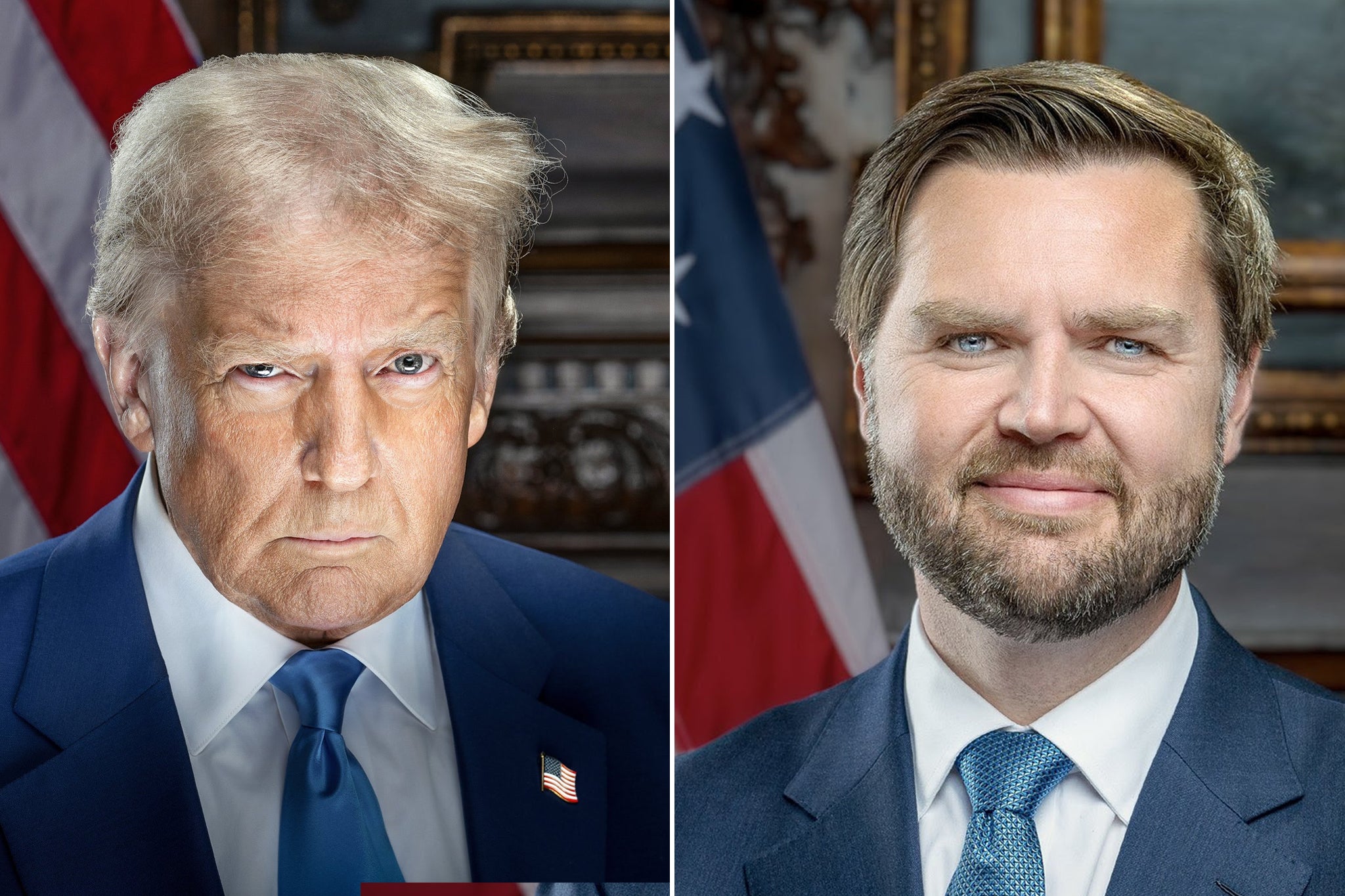 Official portraits of Donald J. Trump and JD Vance just days ahead of their inauguration - drew quick reactions on social media