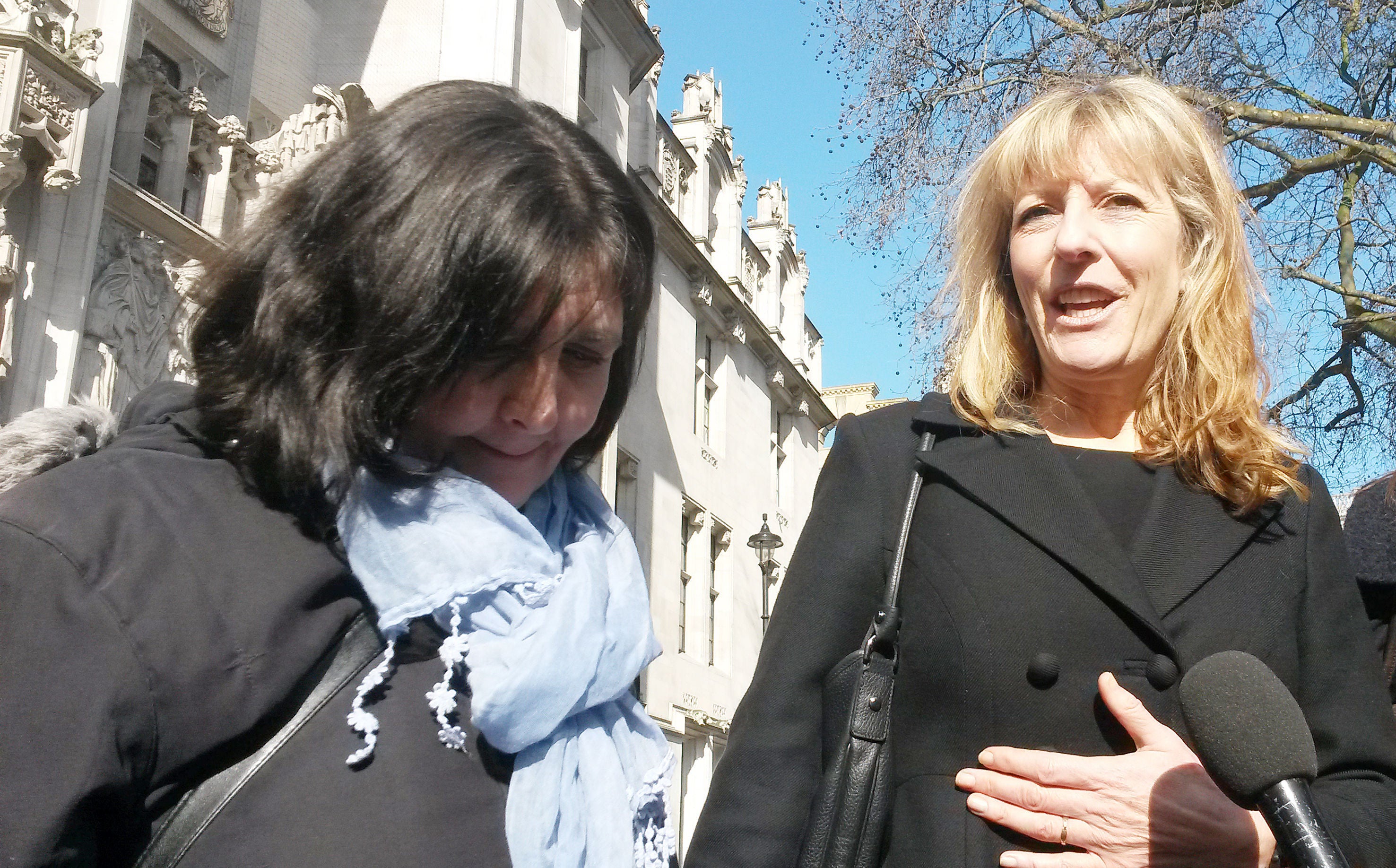 Kathleen Wyatt, left, pictured outside the Supreme Court, was awarded £300,000 nearly 20 years after divorcing Vince