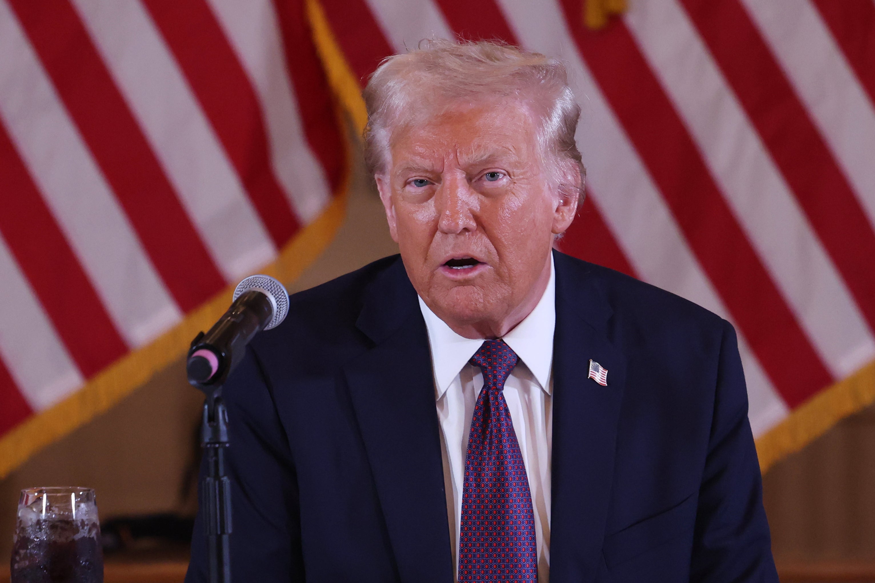 Donald Trump speaks during a meeting with Republican governors at the Mar-a-Lago Club on January 9, 2025, in Palm Beach, Florida. He has indicated that he may order an investigation of the shuttered FBI Office of Diversity and Inclusion