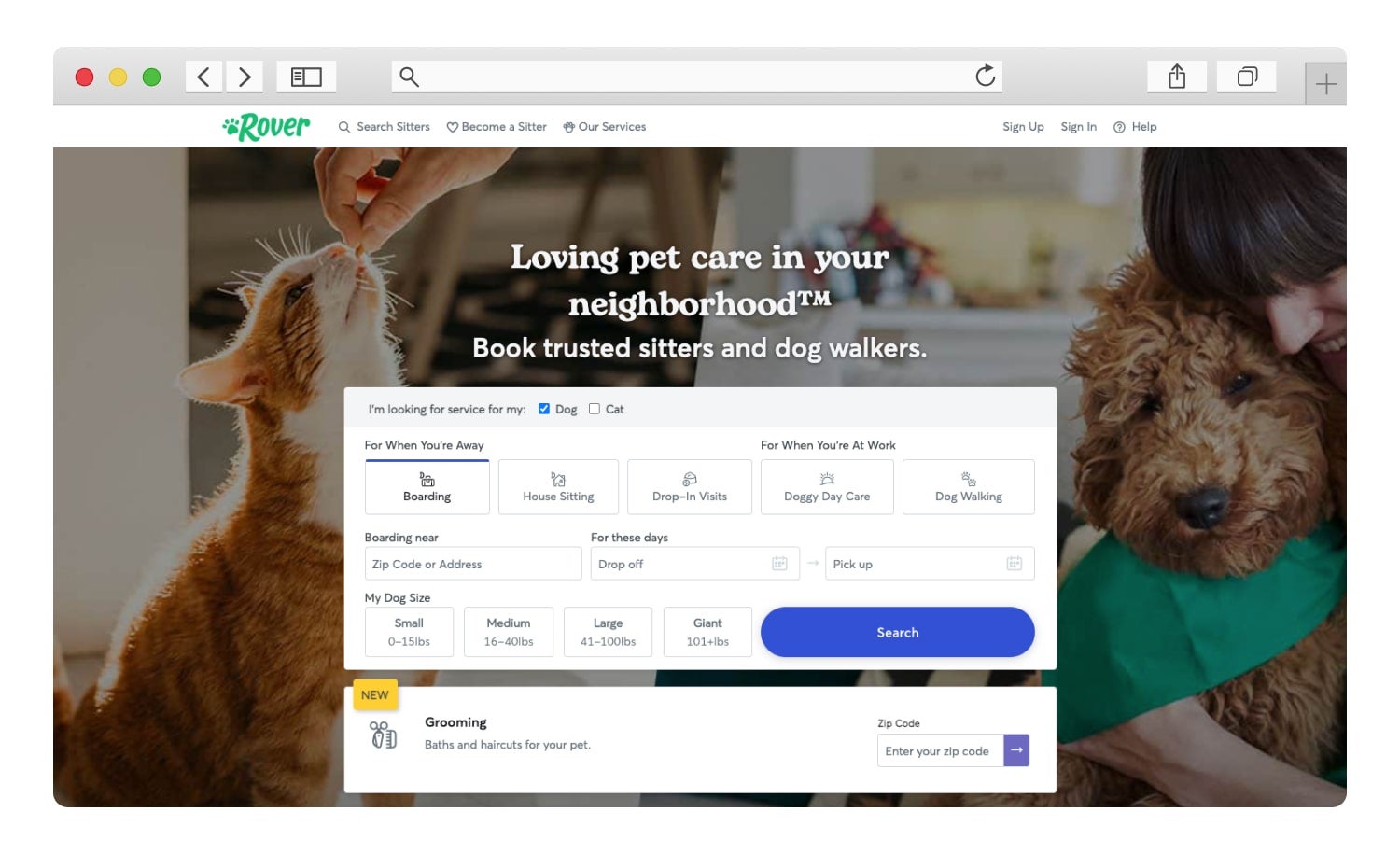 The sitter was highly-rated on Rover.com