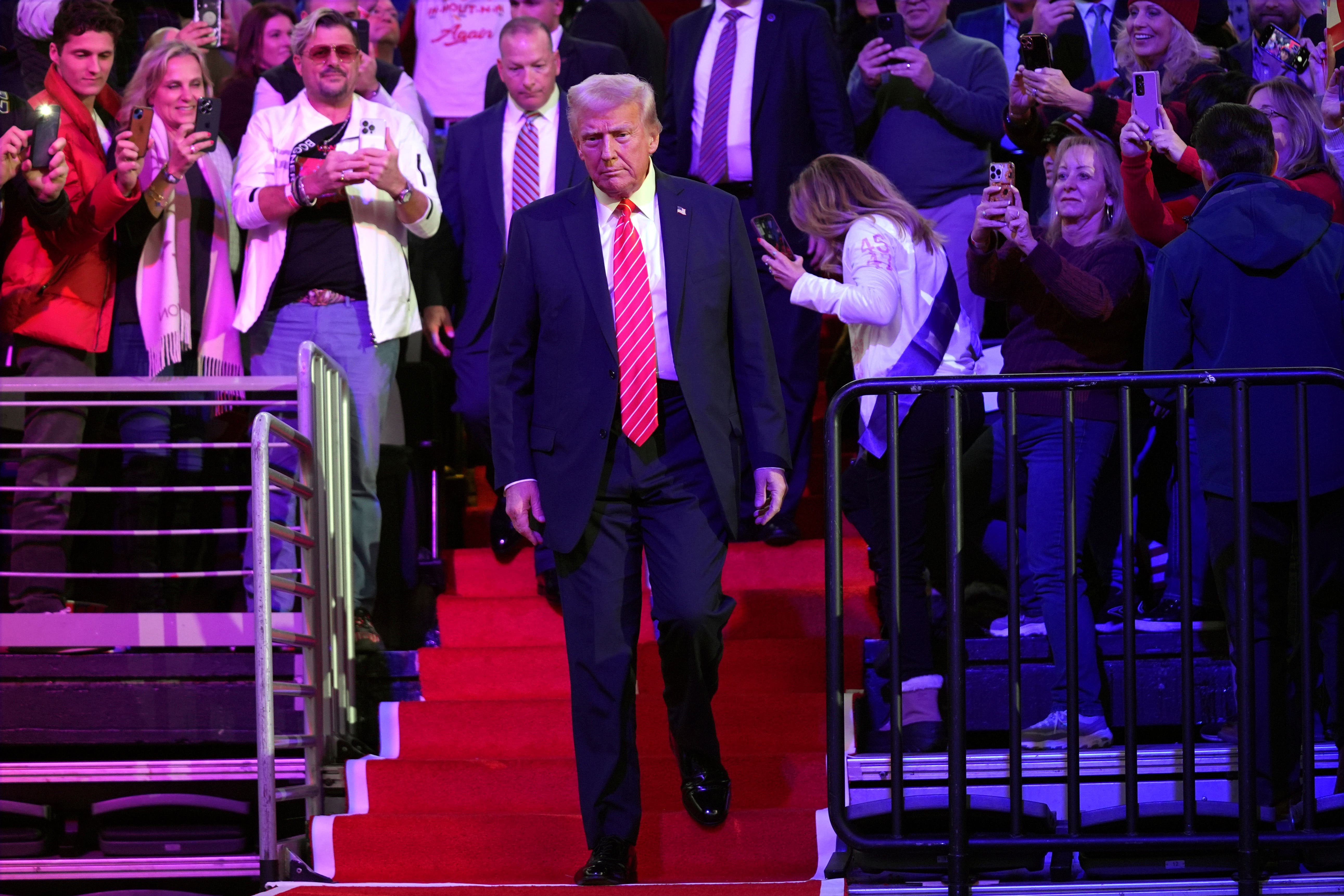 President-elect Donald Trump arrives at a rally in Washington (Evan Vucci/AP)