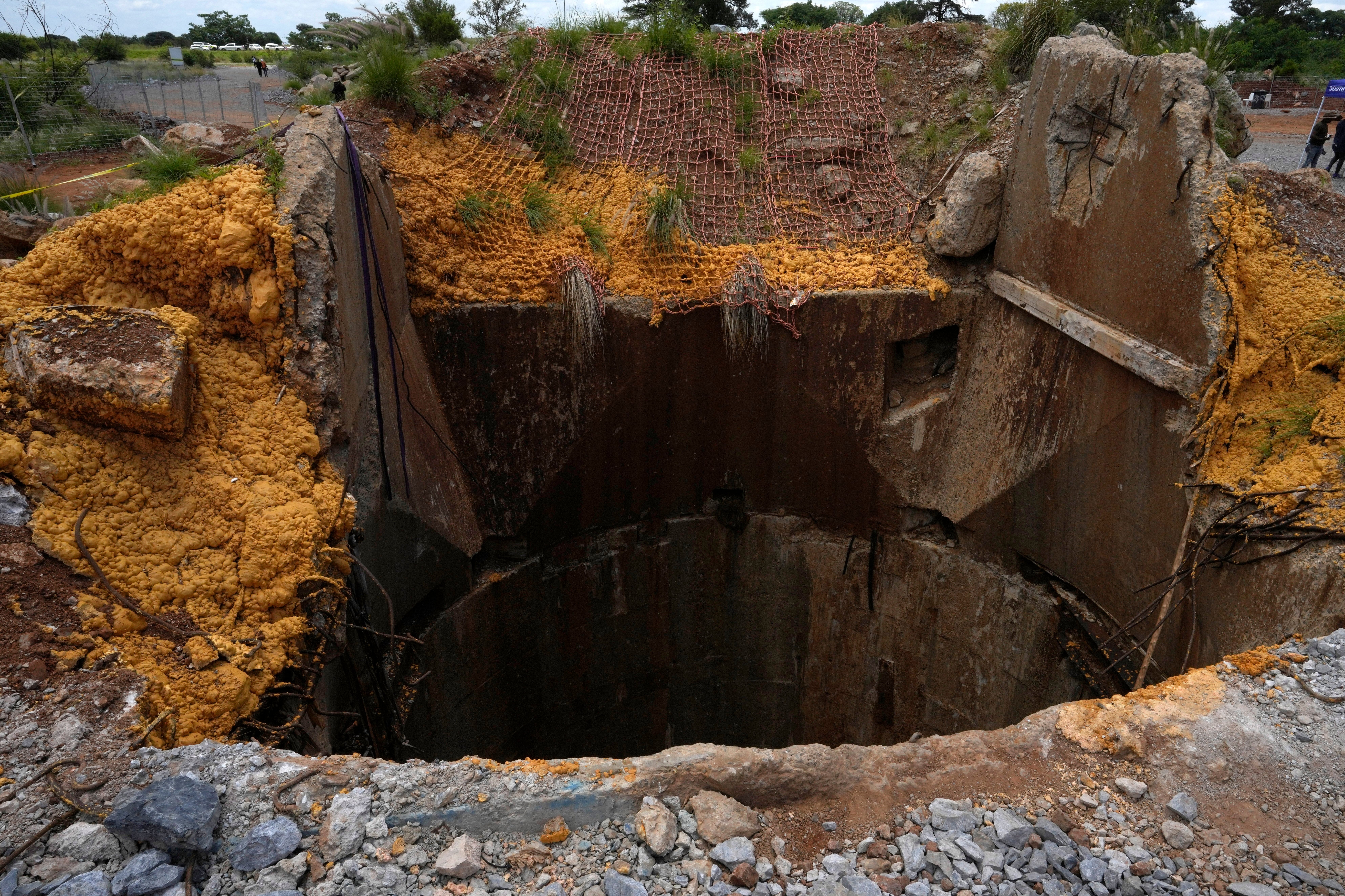 An abandoned gold mine, where miners were rescued from below ground, in Stilfontein, South Africa