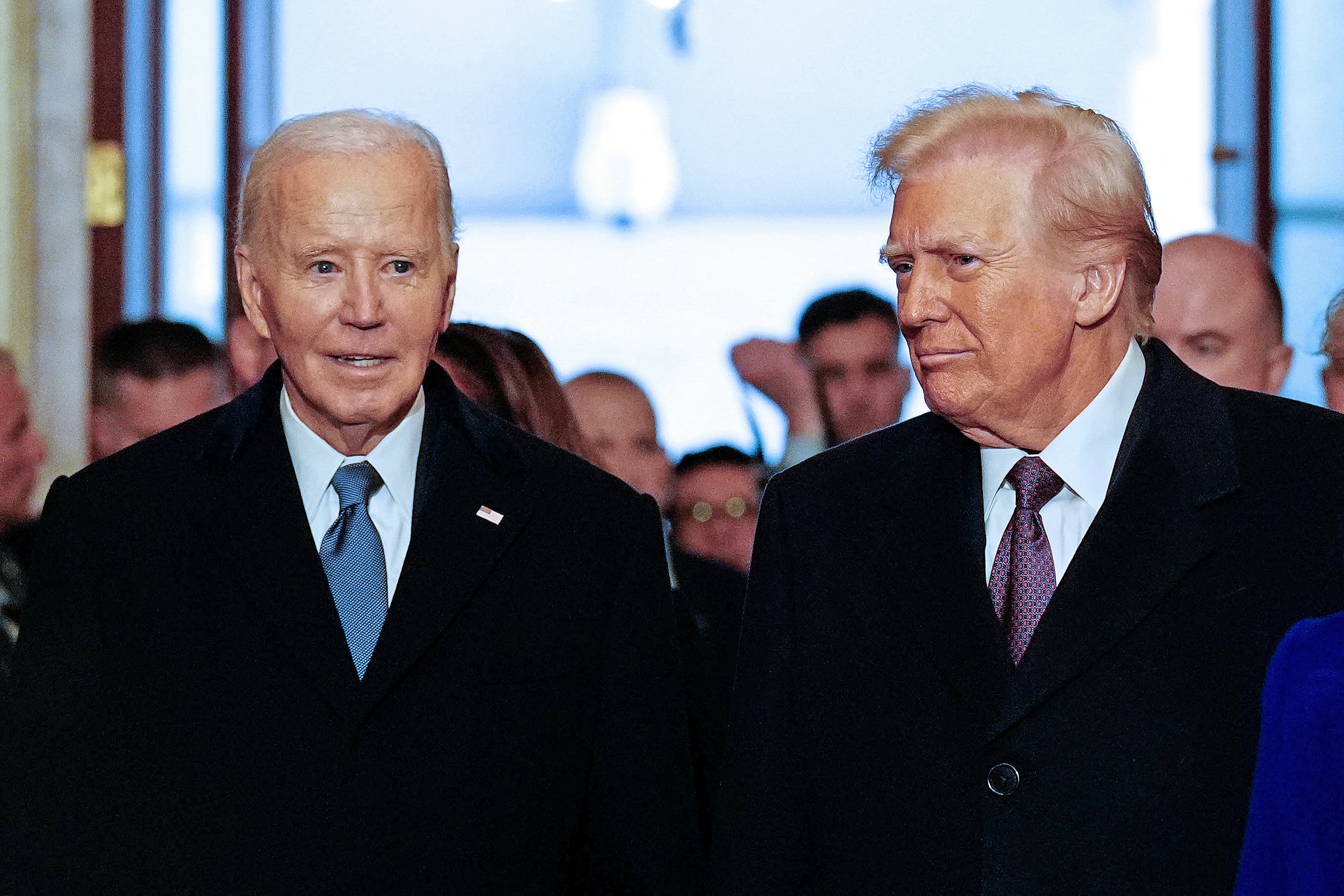 US President Joe Biden and President-elect Donald Trump arrive for the inauguration ceremony