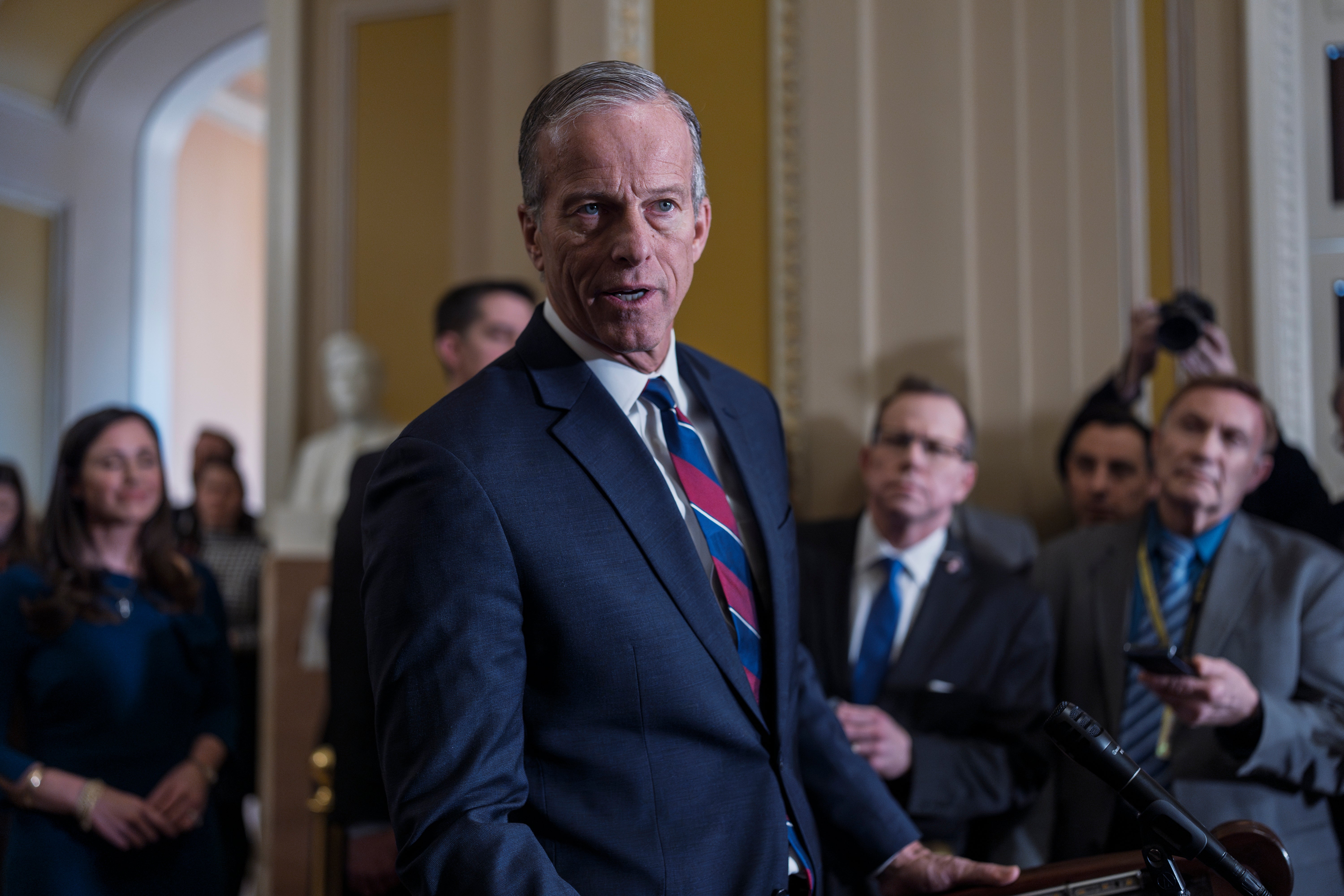 Senate Majority Leader John Thune said that there was ‘no question’ who started the conflict in Ukraine: Putin