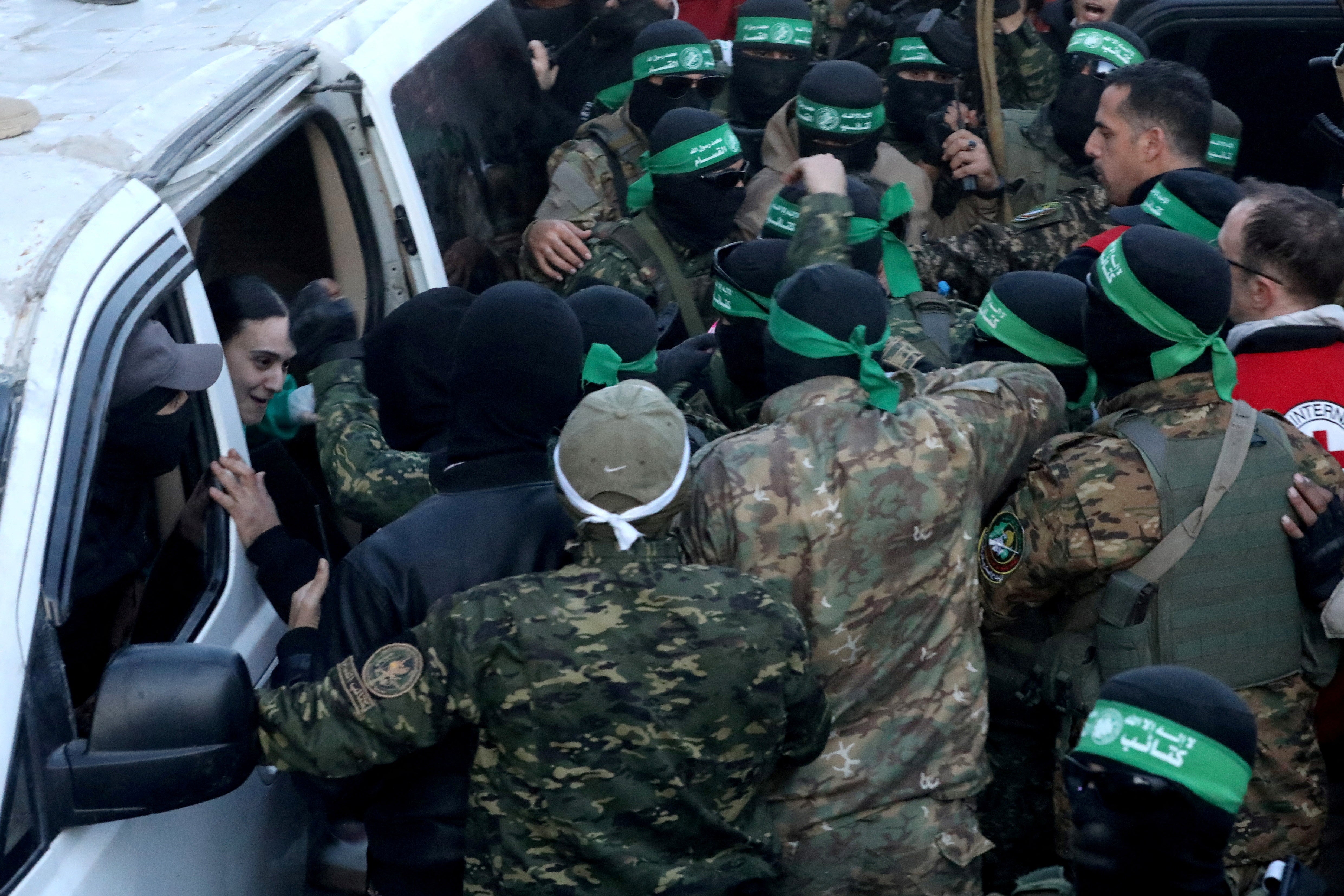 Release of hostages as part of a ceasefire and a hostages-prisoners swap deal between Hamas and Israel