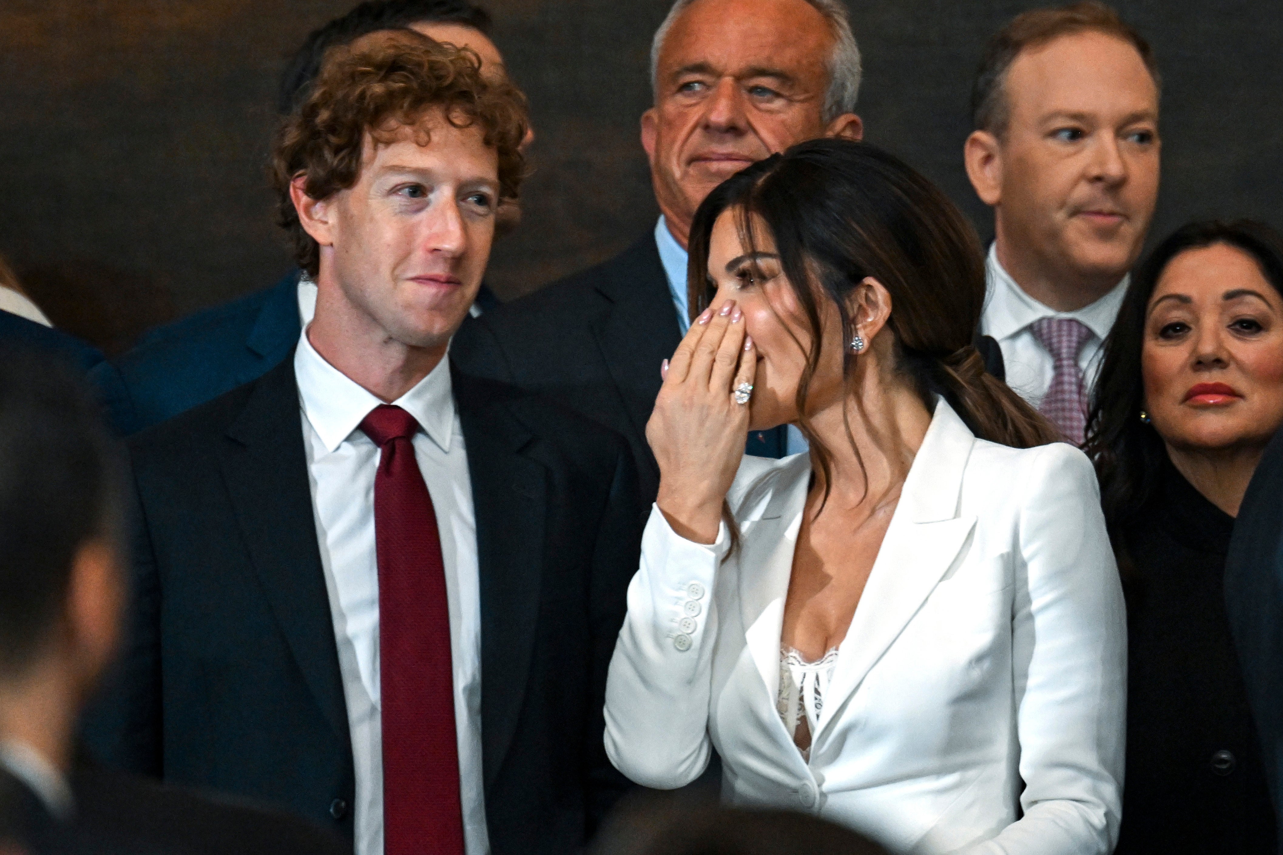 Zuckerberg (seen with Lauren Sanchez) is one of the tech executives who attended Trump’s inauguration. Meta has said it was working to resolve an issue with Instagram that meant that users got a “results hidden” message when they searched for terms related to the Democrats