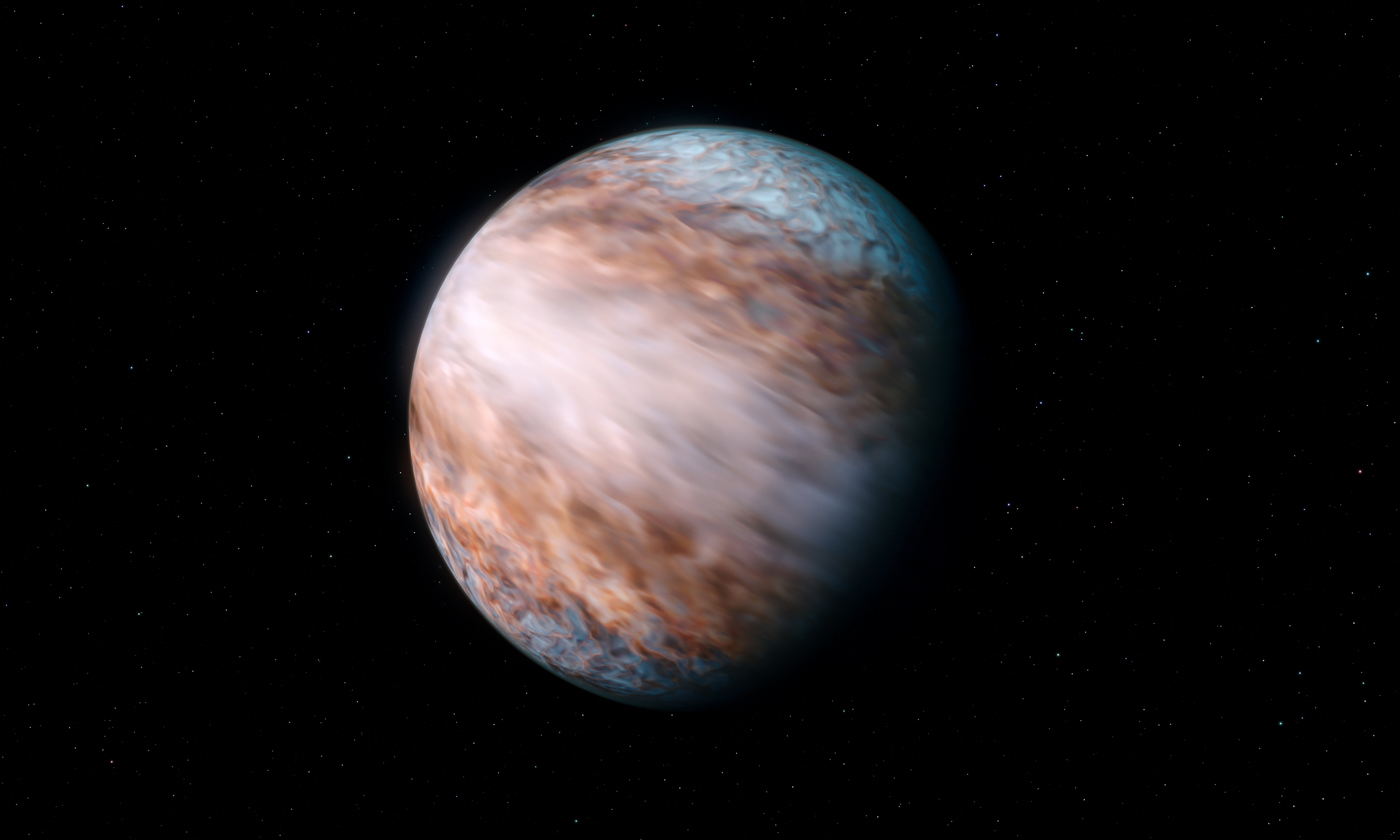 An artist's visualisation handout image released by the European Southern Observatory (ESO) of WASP-127b, a giant gas planet located about 520 light-years from Earth