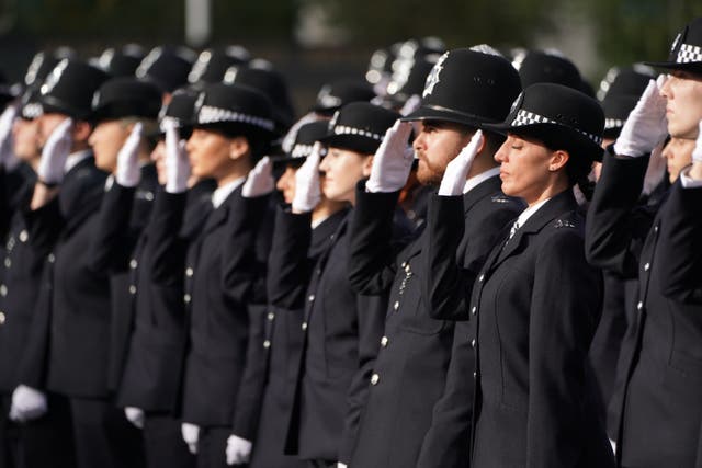 The headcount of officers employed by 43 forces stood at 148,886 at the end of September 2024 (Kirsty O’Connor/PA)