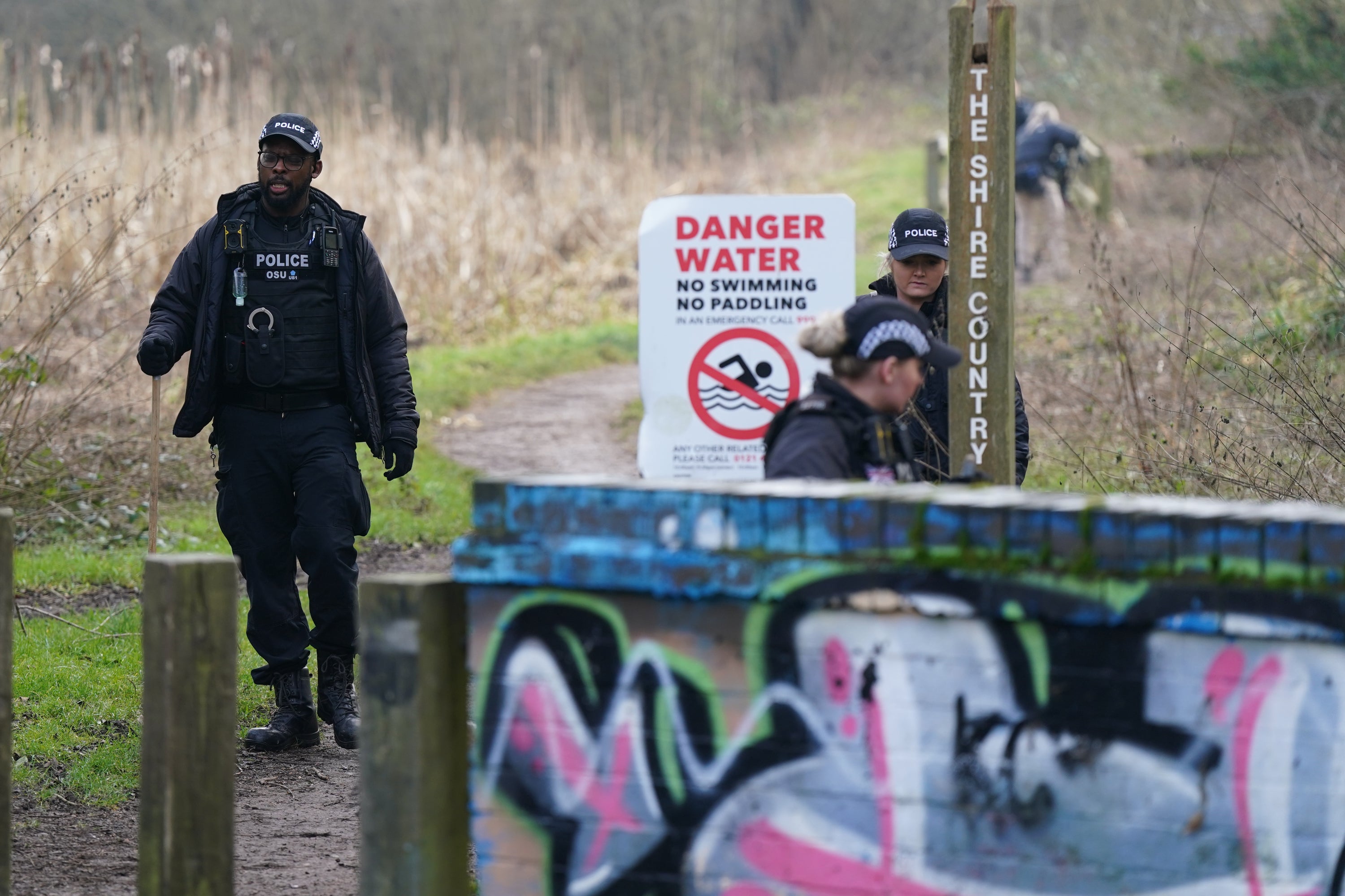 Police are searching in the country that schoolchildren use on their route home