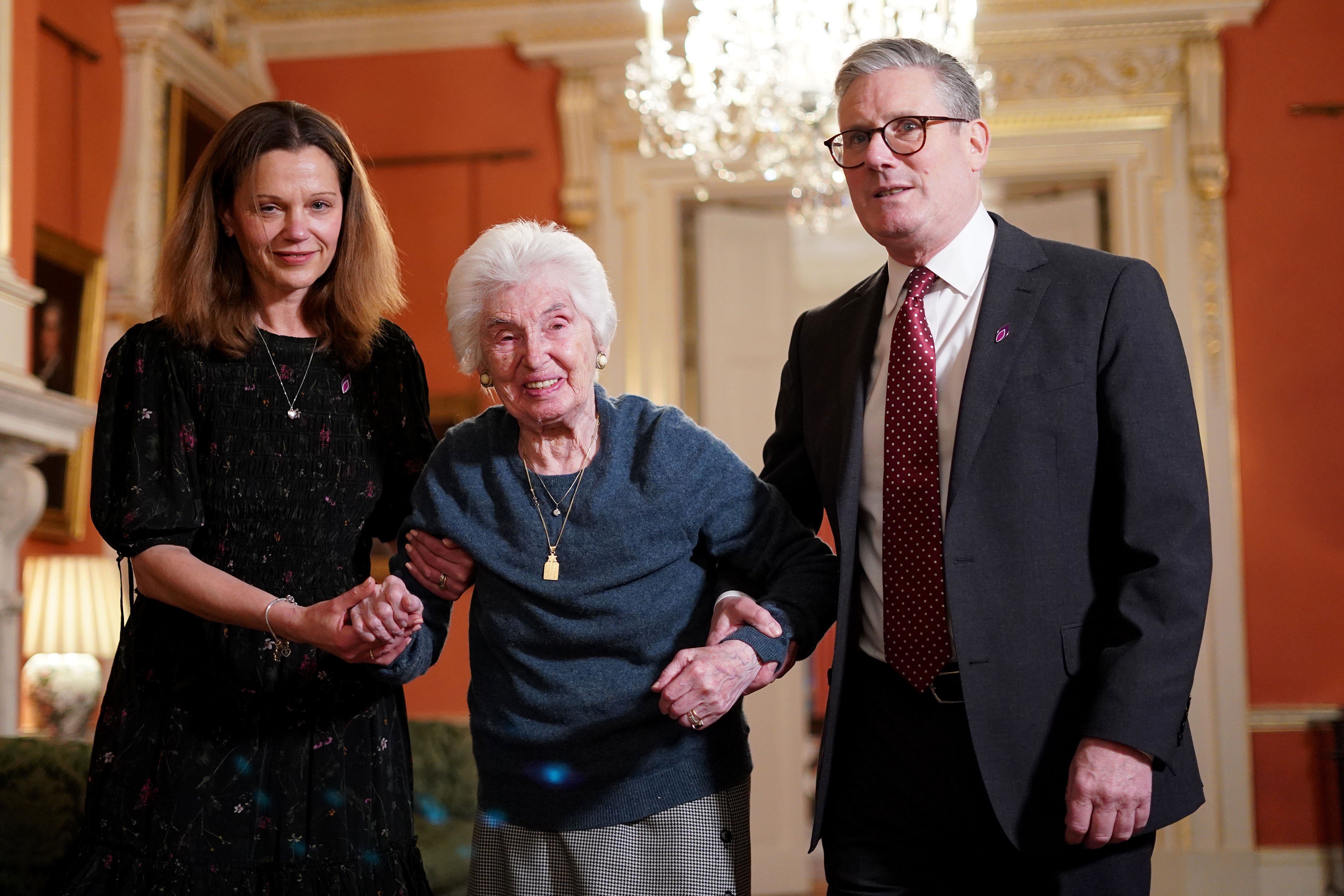 The Prime Minister and his wife hosted Holocaust survivor Renee Salt, 95, at a Downing Street reception on Wednesday (Alberto Pizzoli/PA)