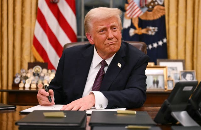 <p>Donald Trump signs executive orders at the White House in Washington DC</p>