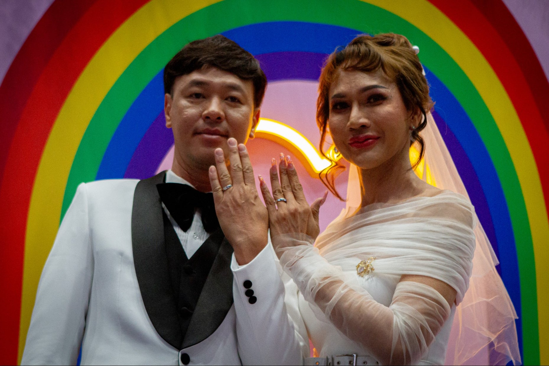 Nina Chetniphat Chuadkhunthod, a transgender woman, and her husband have been together for 22 years, and were finally allowed to get married legally in Thailand on Thursday