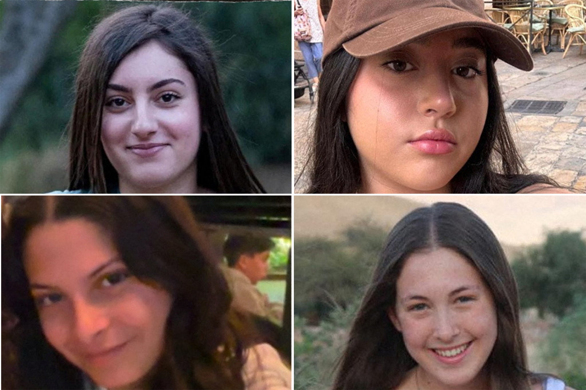 Karina Ariev, Naama Levy, Liri Albag and Daniela Gilboa, soldiers who were seized from their army base in southern Israel during the deadly October 7, 2023 attack by Hama