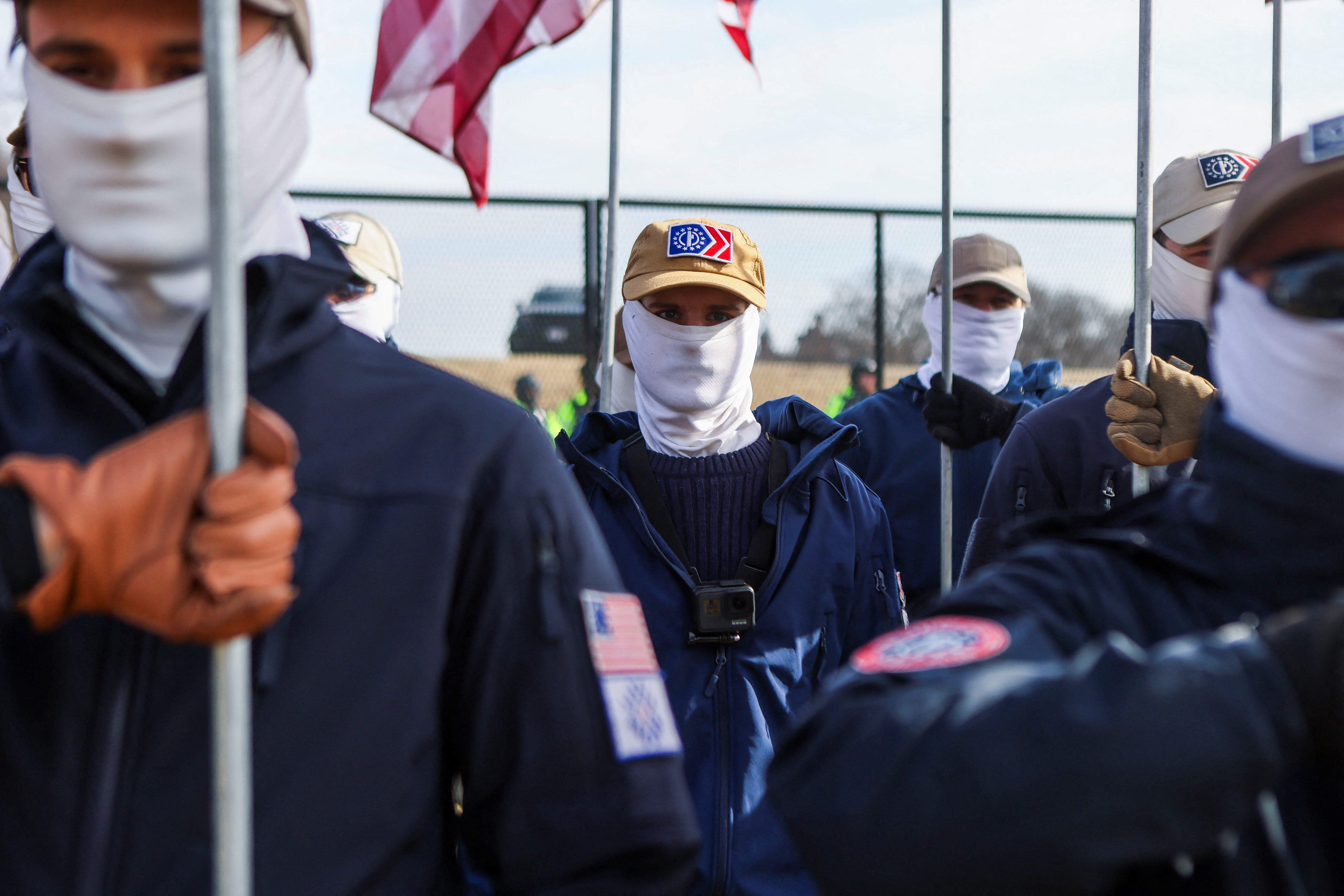 Members of Patriot Front at the annual March for Life in Washington in January 2025