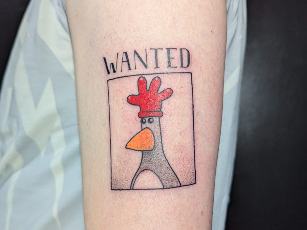 A month after Wallace and Gromit returned to UK screens, Feathers McGraw has become an unlikely tattoo hit