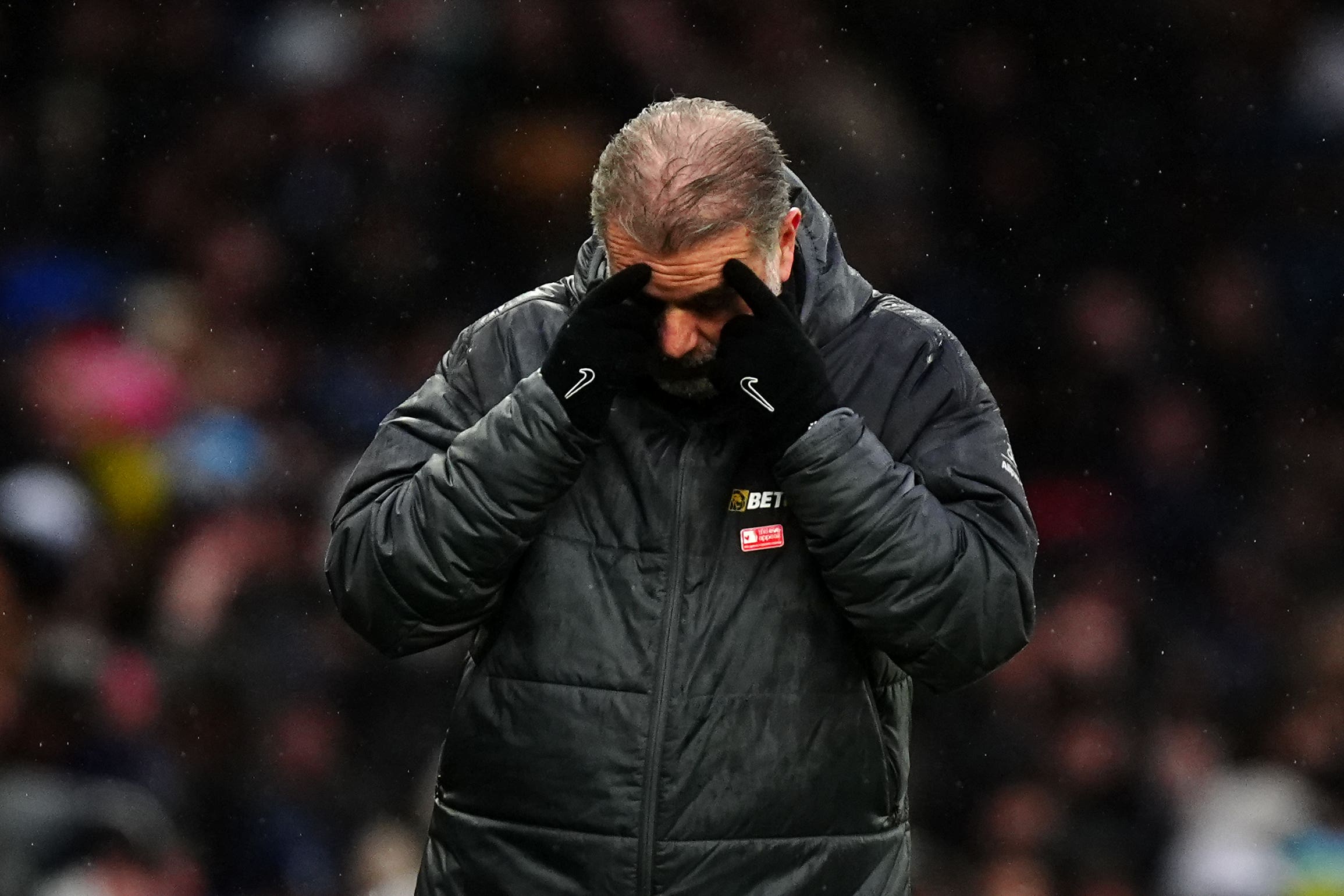 Tottenham Hotspur manager Ange Postecoglou reacts during his side’s 2-1 defeat at home to Leicester (Mike Egerton/PA)