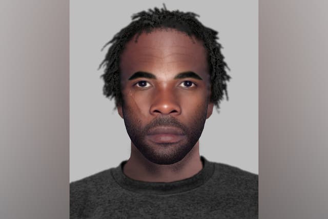 <p>Detectives have released an e-fit image of the man with a ‘significant’ scar on his face and short dreadlocks</p>